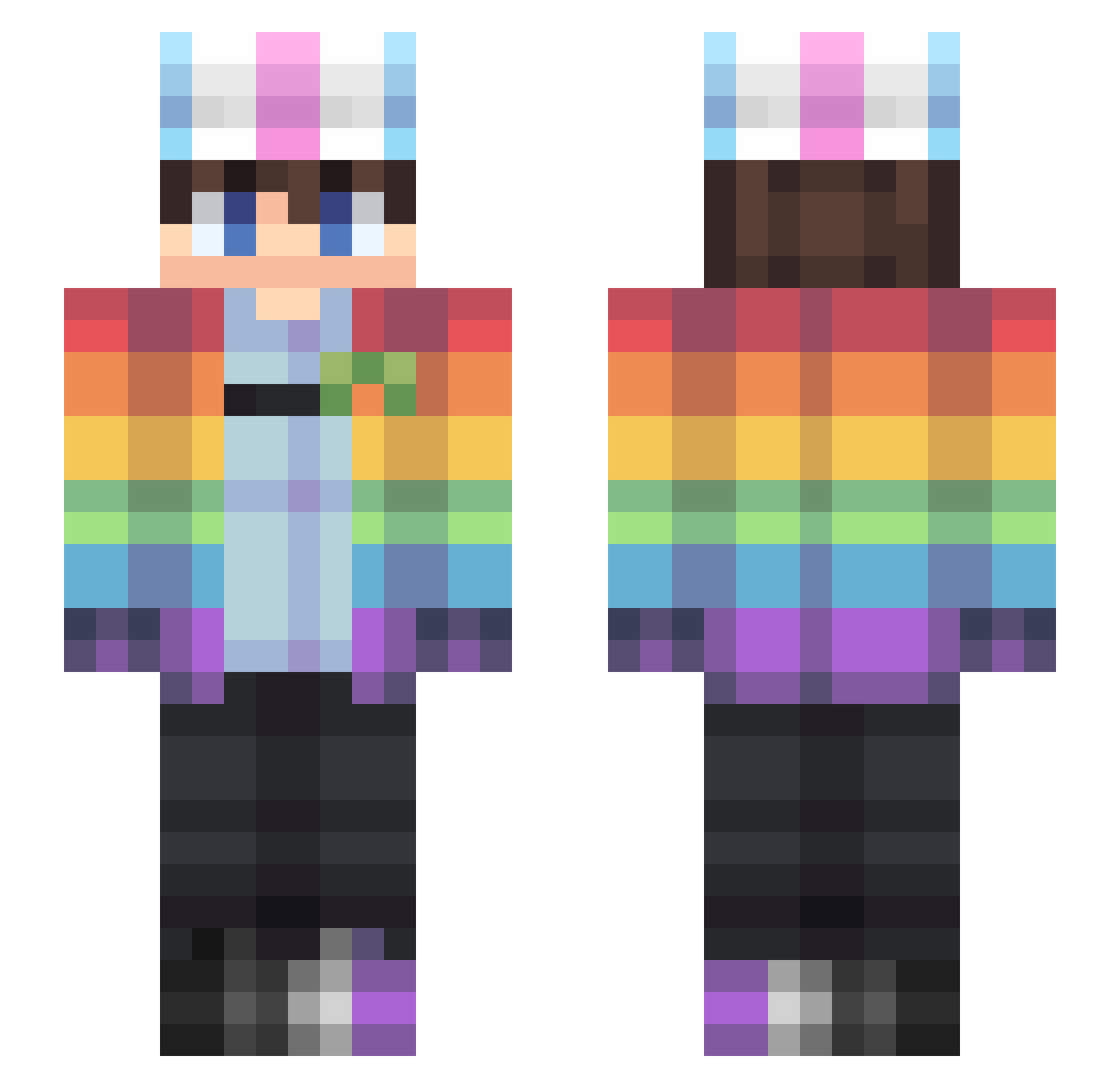 KevyCat Minecraft skin, front and back view