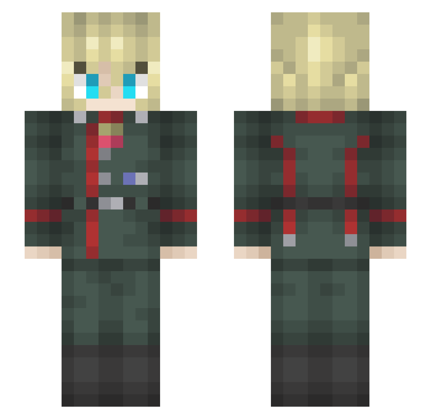 Aclib Minecraft skin, front and back view