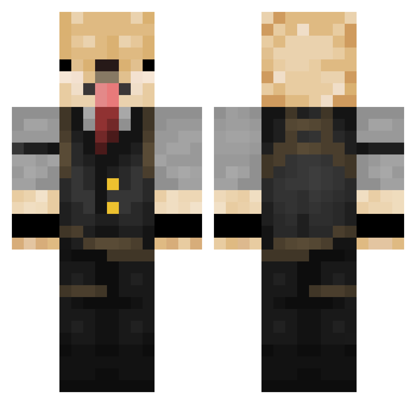 Unidentified7 Minecraft skin, front and back view