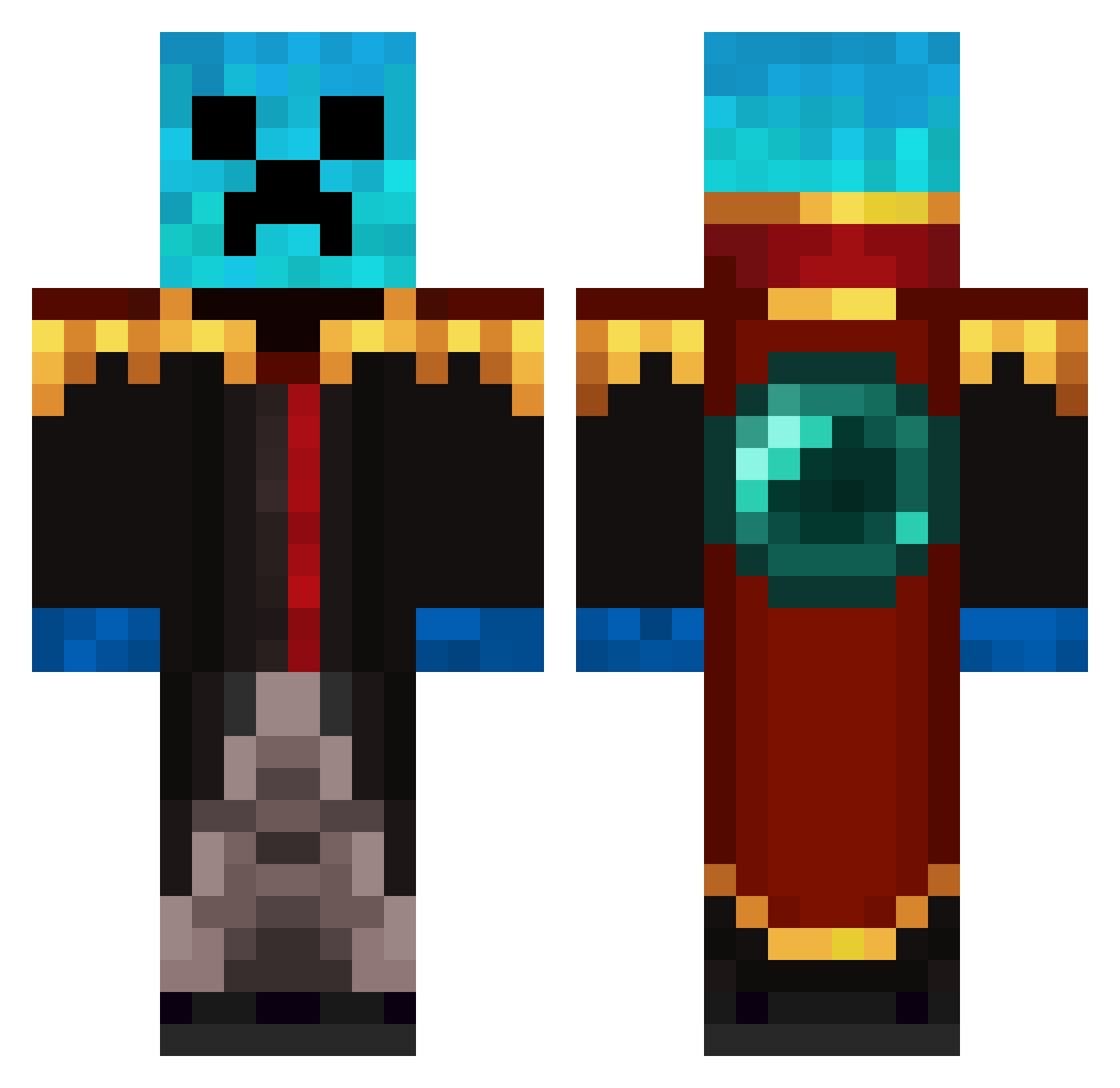 RaceyTroxMC Minecraft skin, front and back view