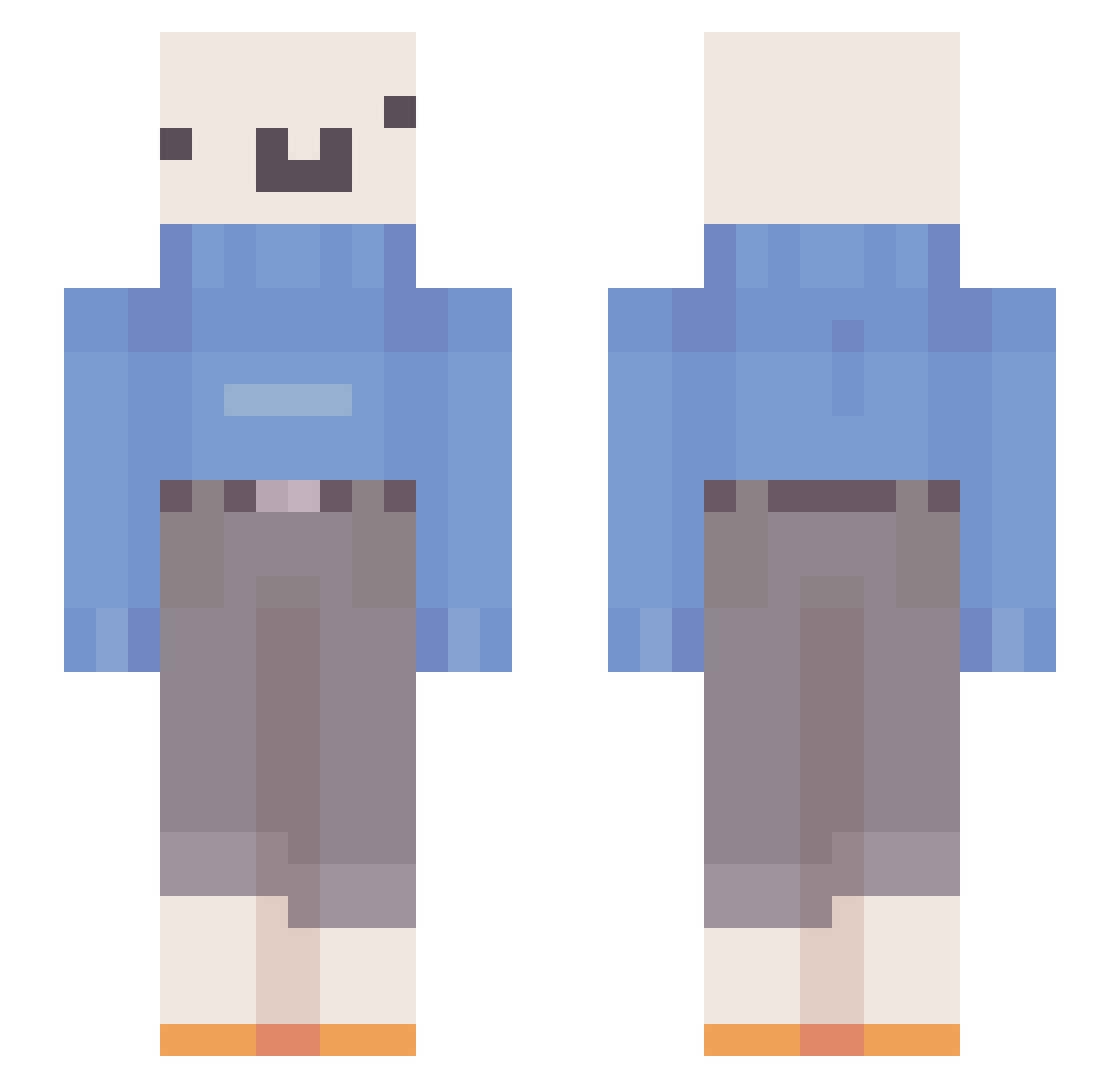 KiiKiin Minecraft skin, front and back view