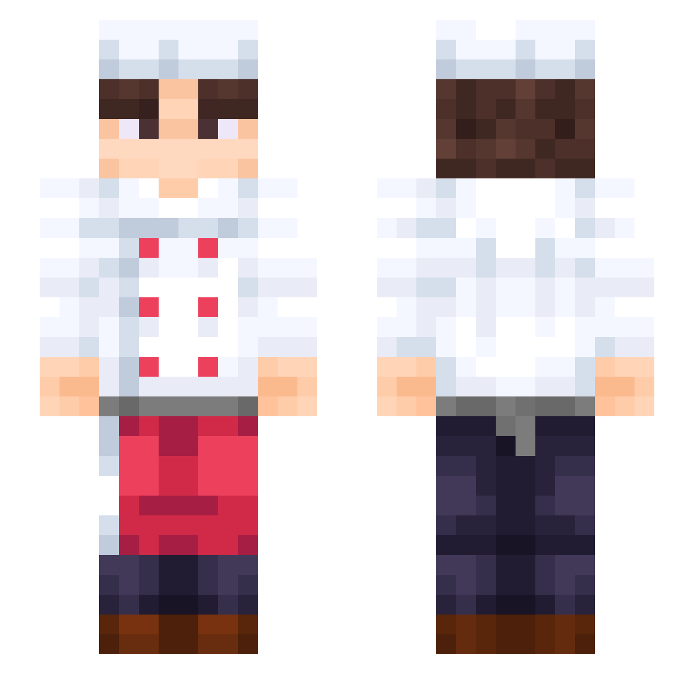 Annjix Minecraft skin, front and back view