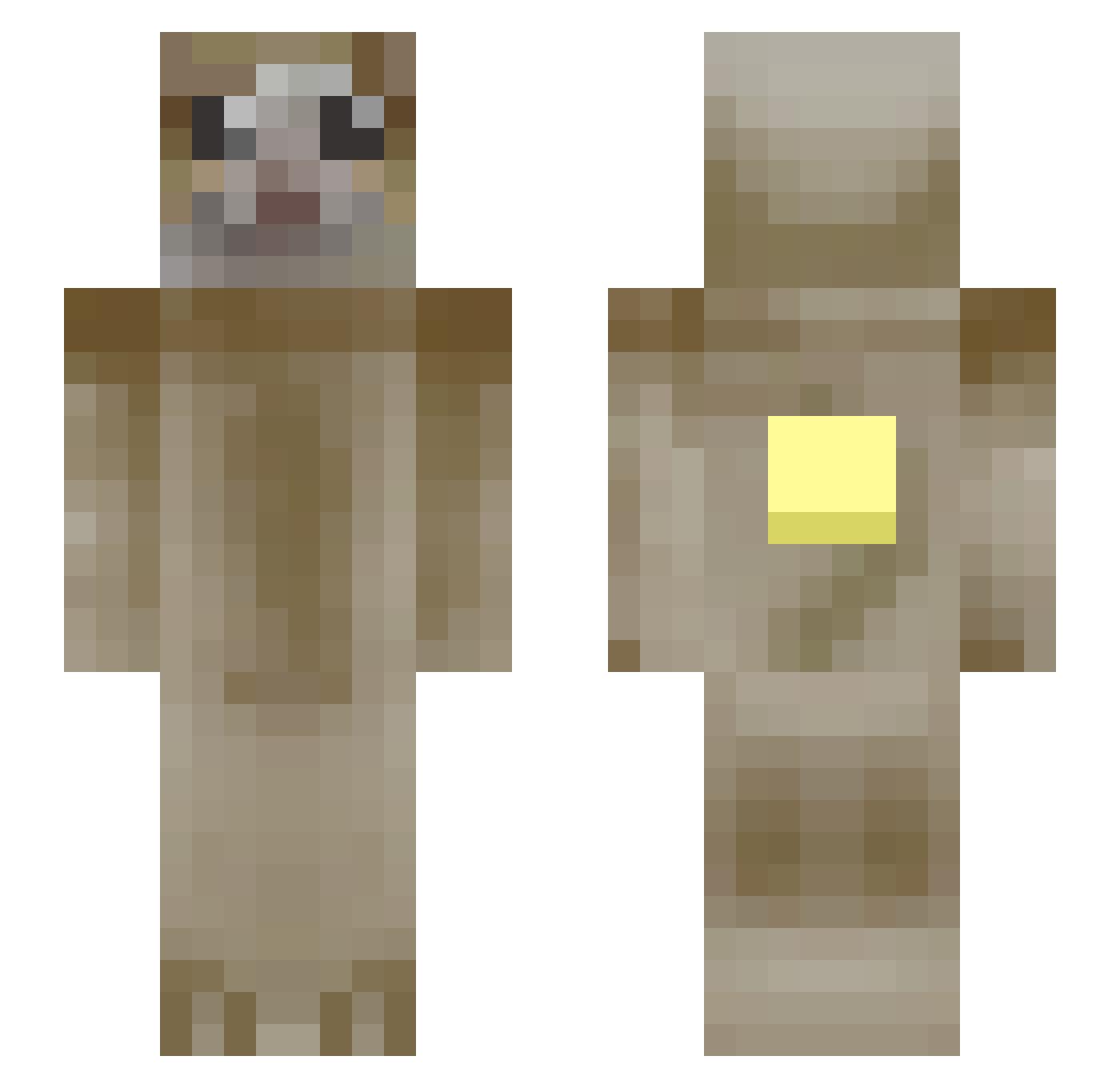 SlushiOwl Minecraft skin, front and back view