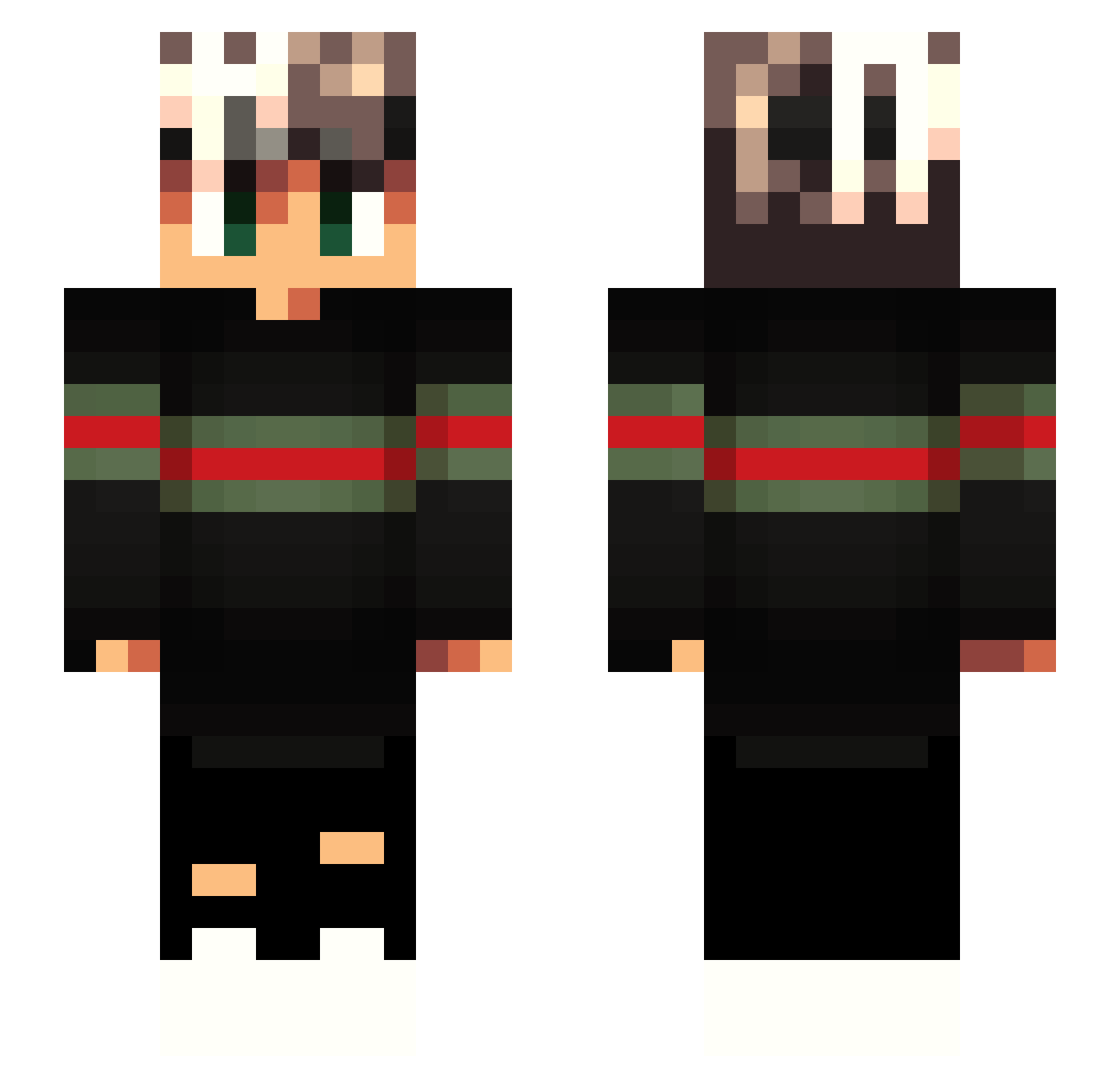 Youtubah Minecraft skin, front and back view
