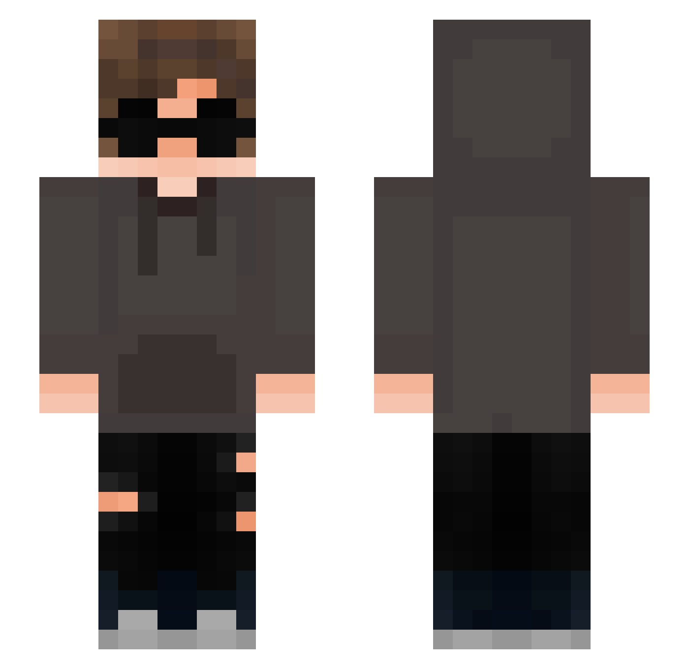 Scholar Minecraft skin, front and back view