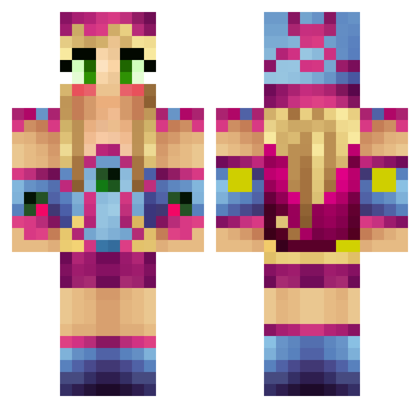 renigma Minecraft skin, front and back view