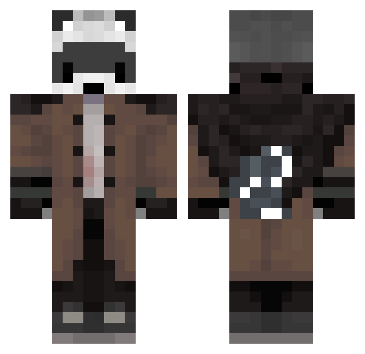 RaccoonScorwysyn Minecraft skin, front and back view