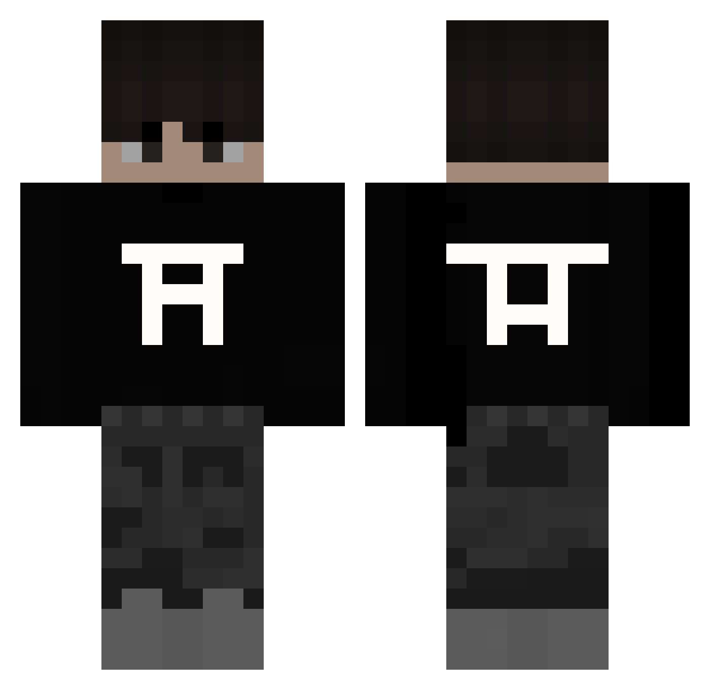 Reloxzz Minecraft skin, front and back view