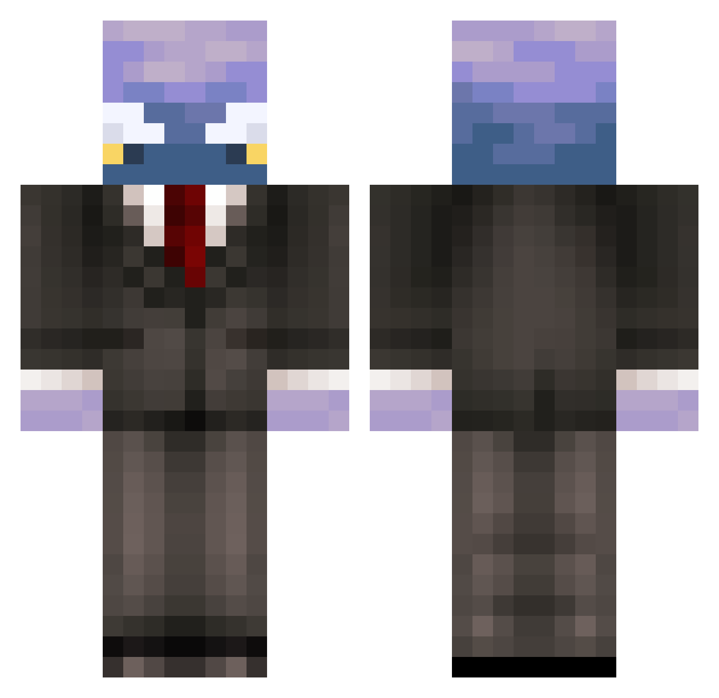 WhiteBreeze23 Minecraft skin, front and back view