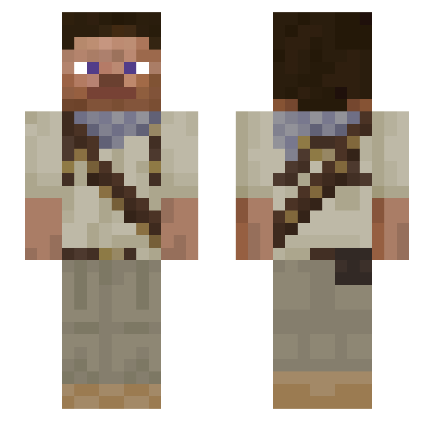 merwave Minecraft skin, front and back view