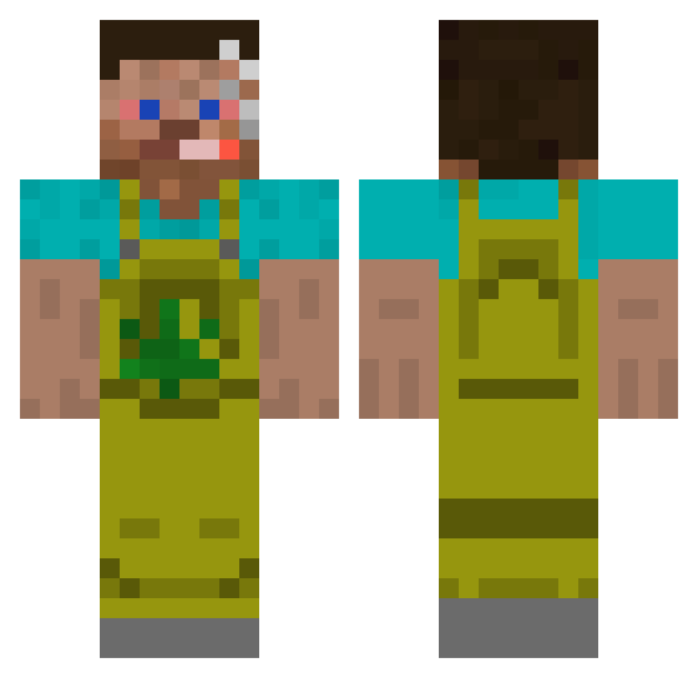 Tasso420 Minecraft skin, front and back view