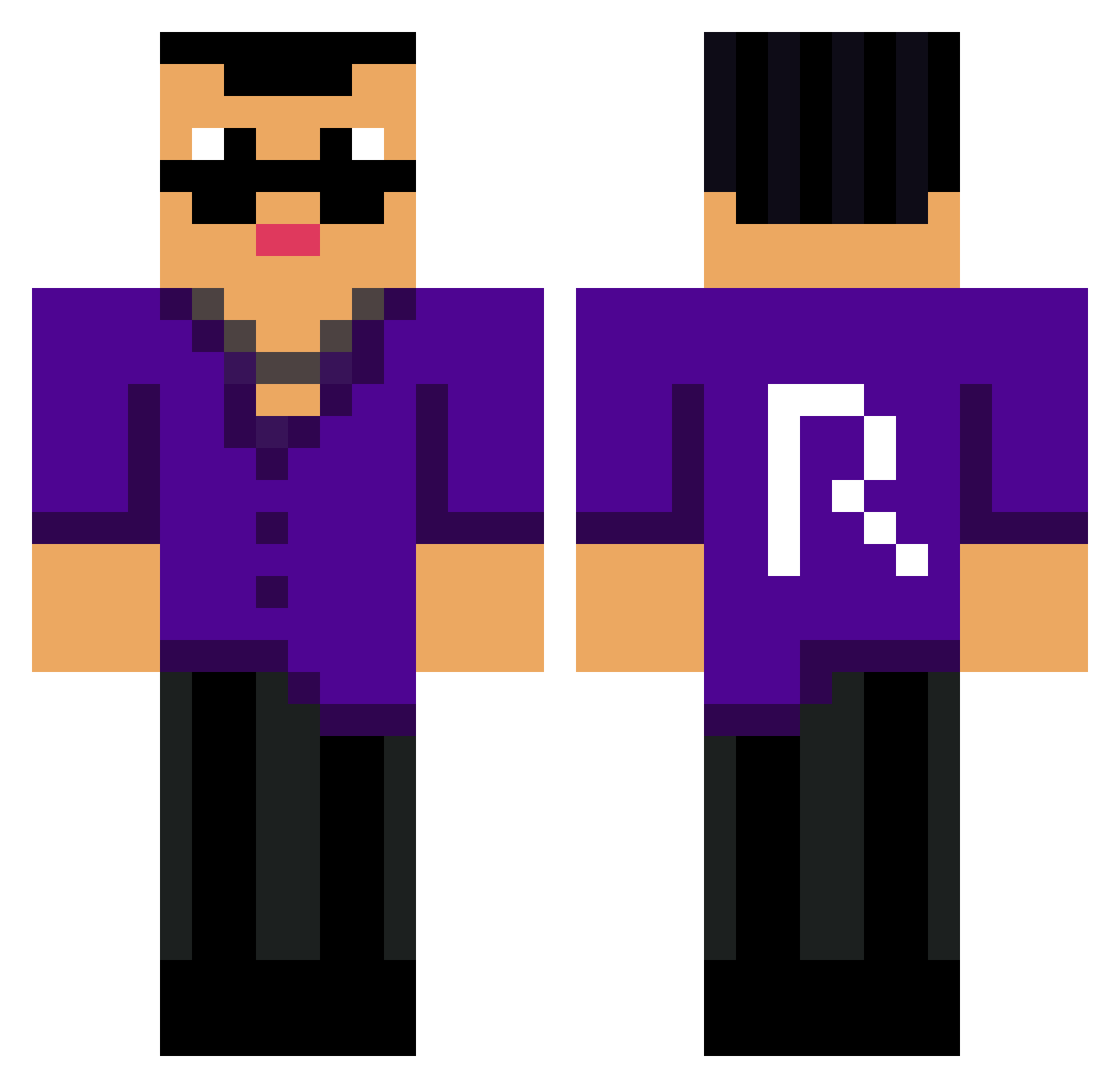 MrMaciao Minecraft skin, front and back view