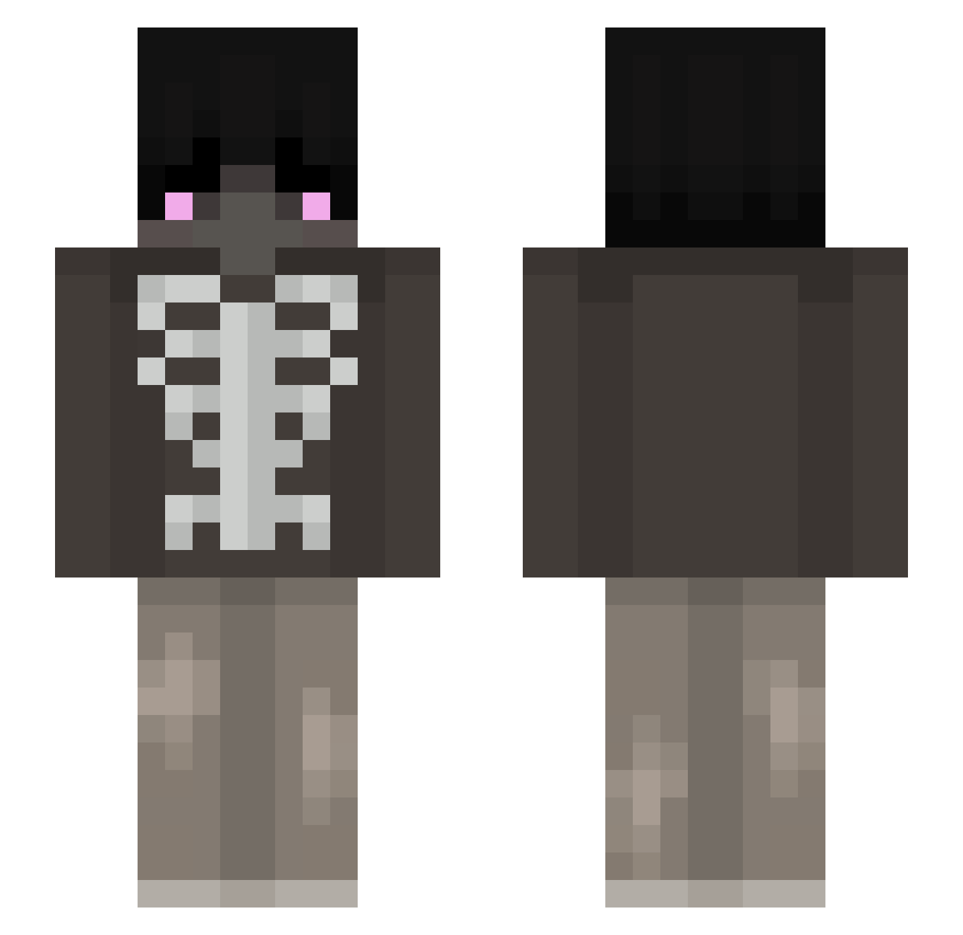 Zaaayo Minecraft skin, front and back view