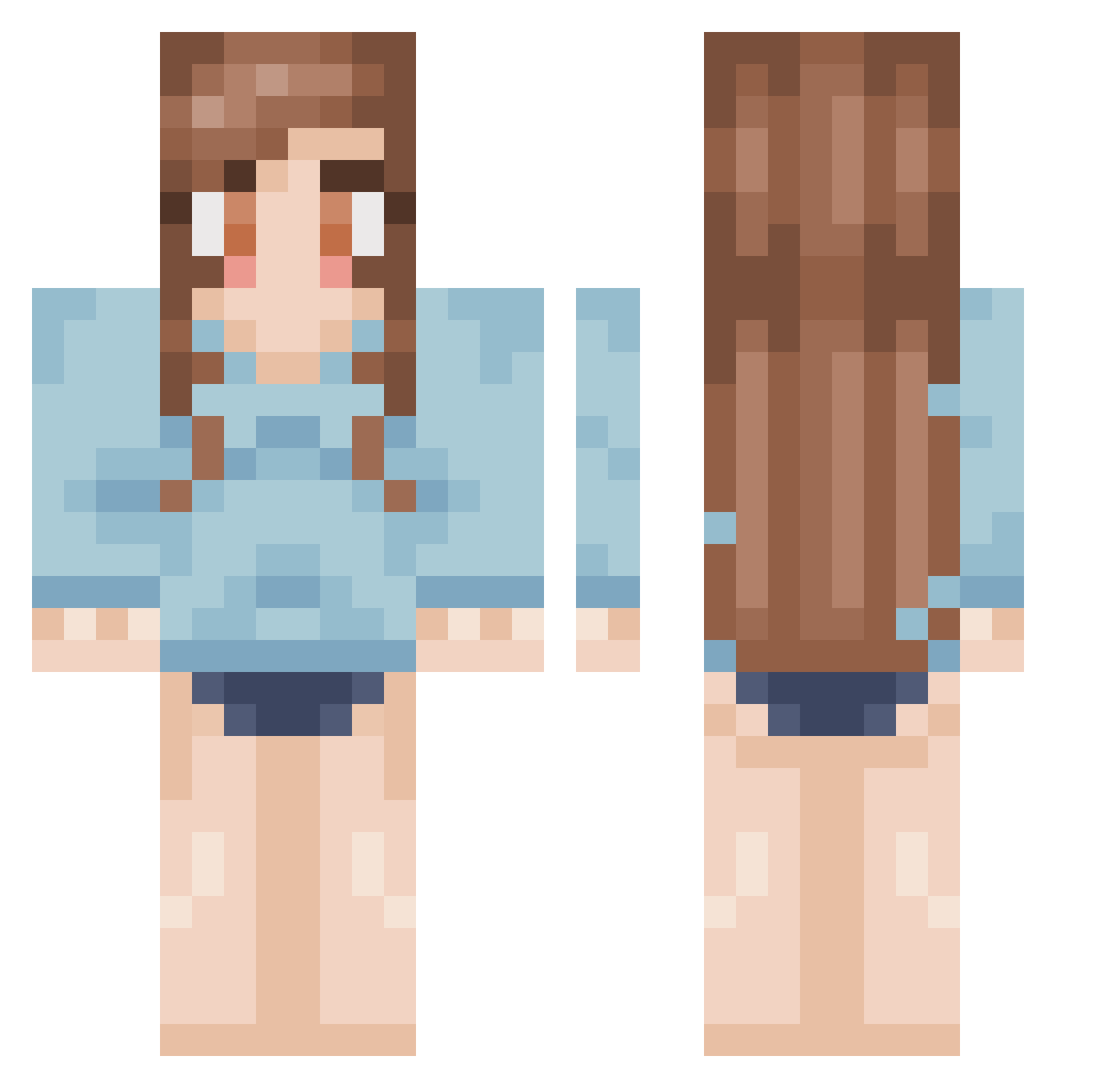towwx Minecraft skin, front and back view
