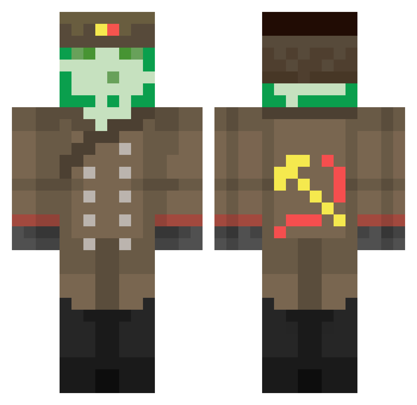 insurrections Minecraft skin, front and back view
