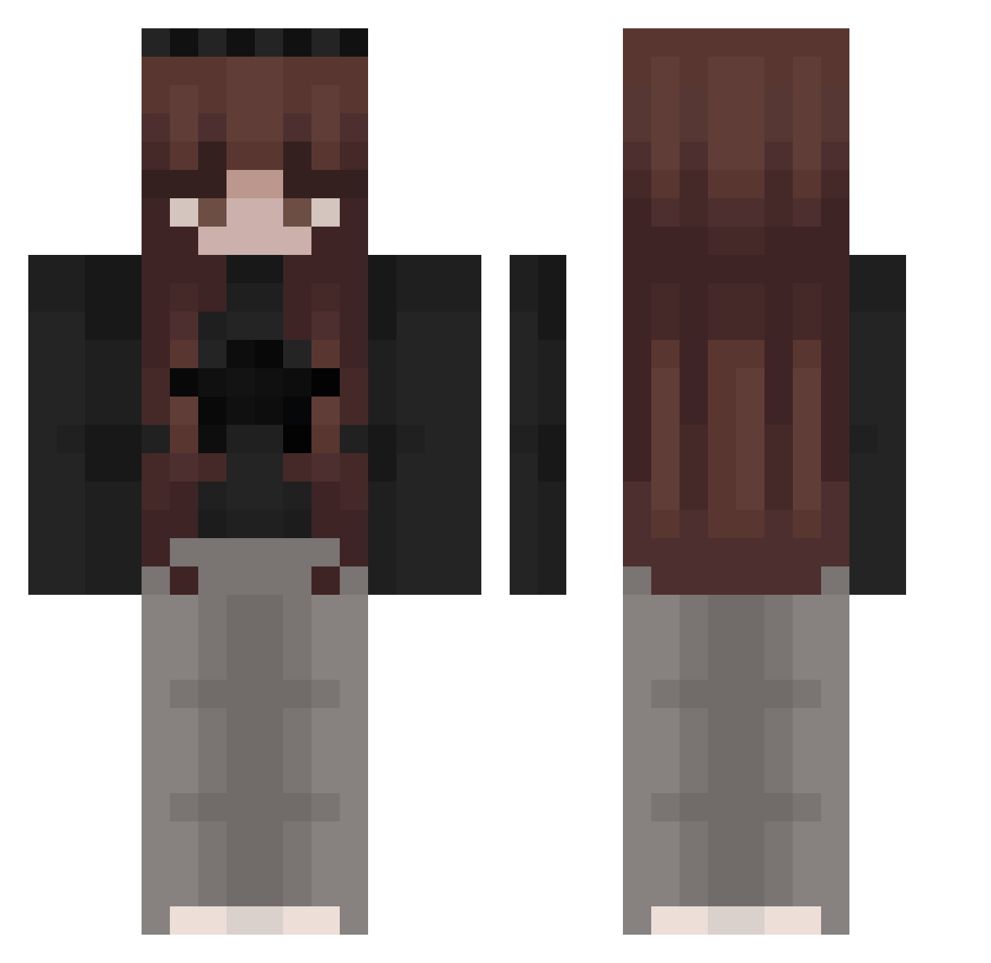 TheUnamusedPeach Minecraft skin, front and back view