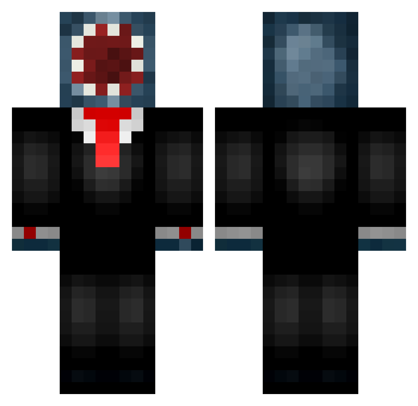 Clawek Minecraft skin, front and back view