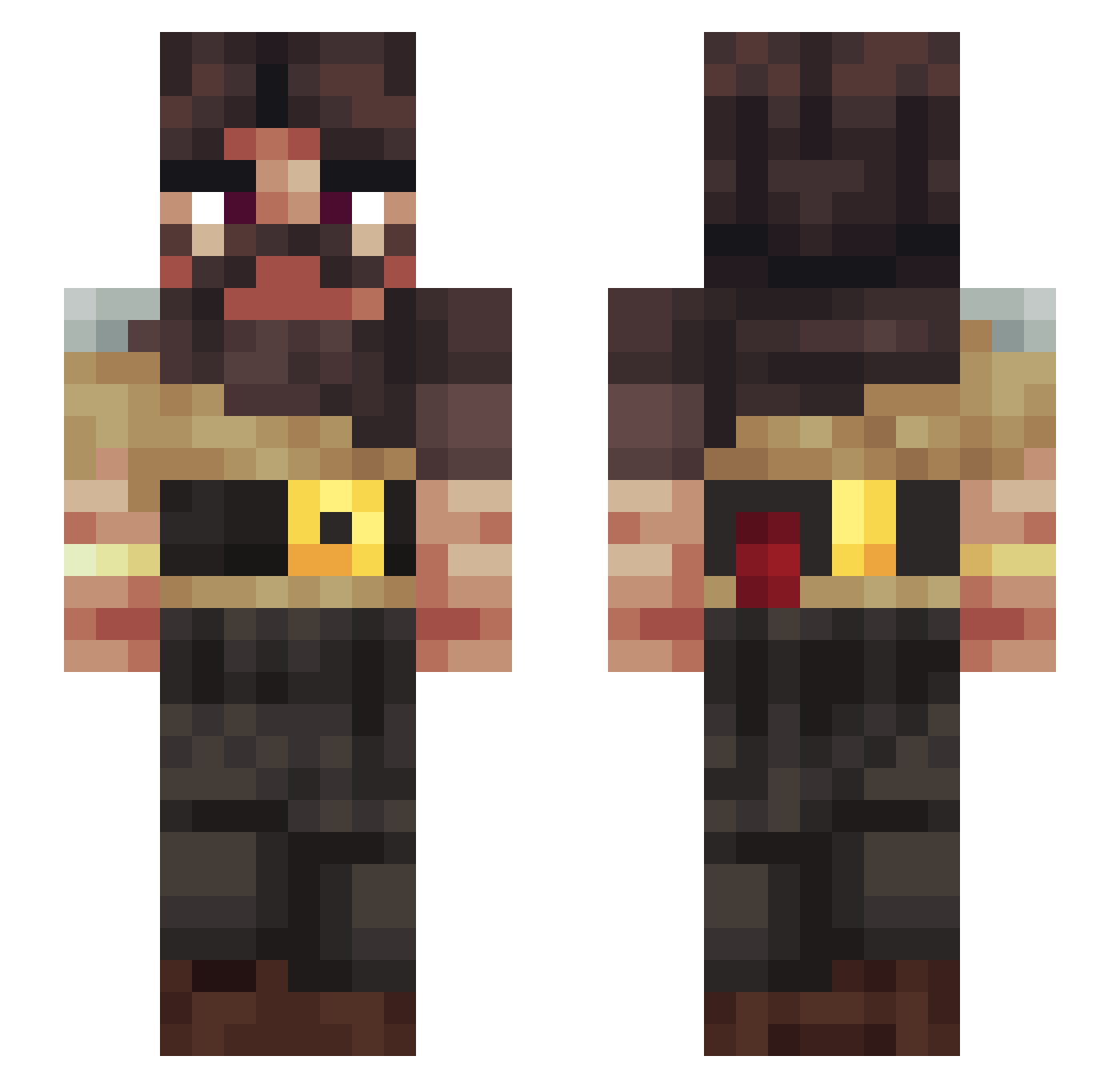 xEyebarthum Minecraft skin, front and back view