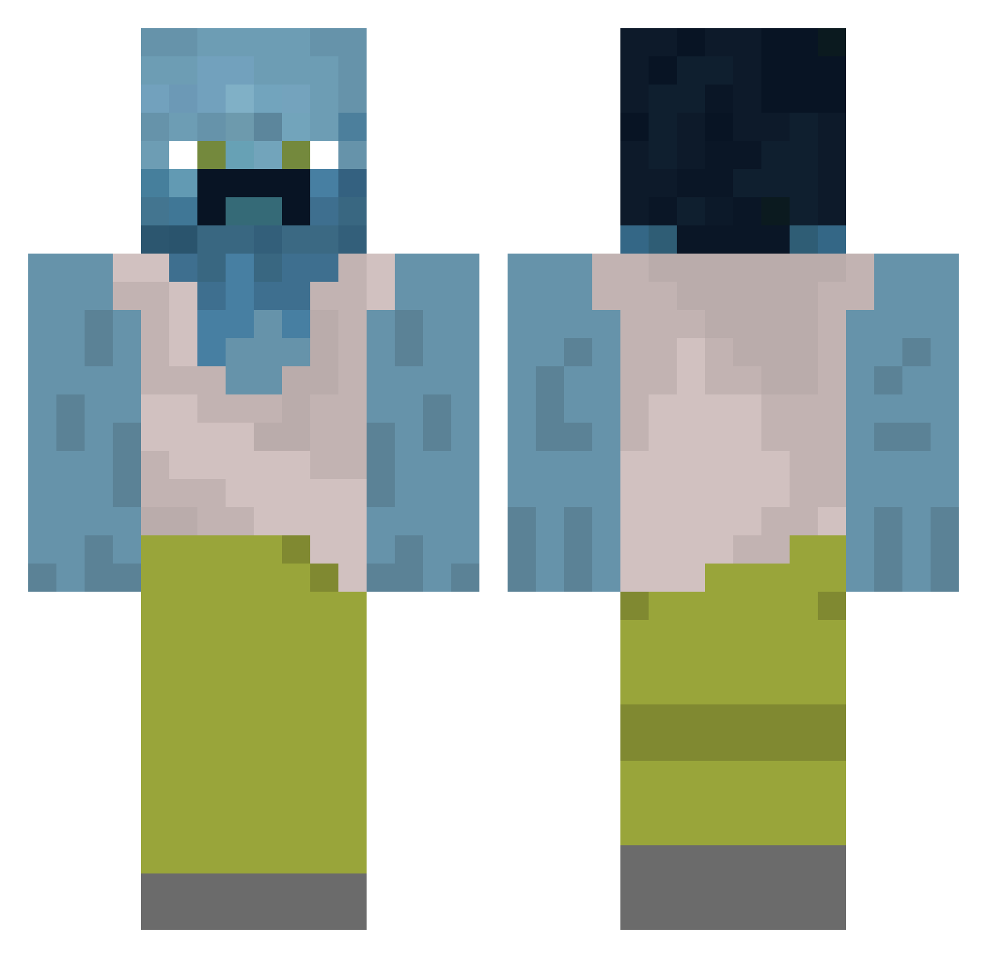 sqoosher Minecraft skin, front and back view