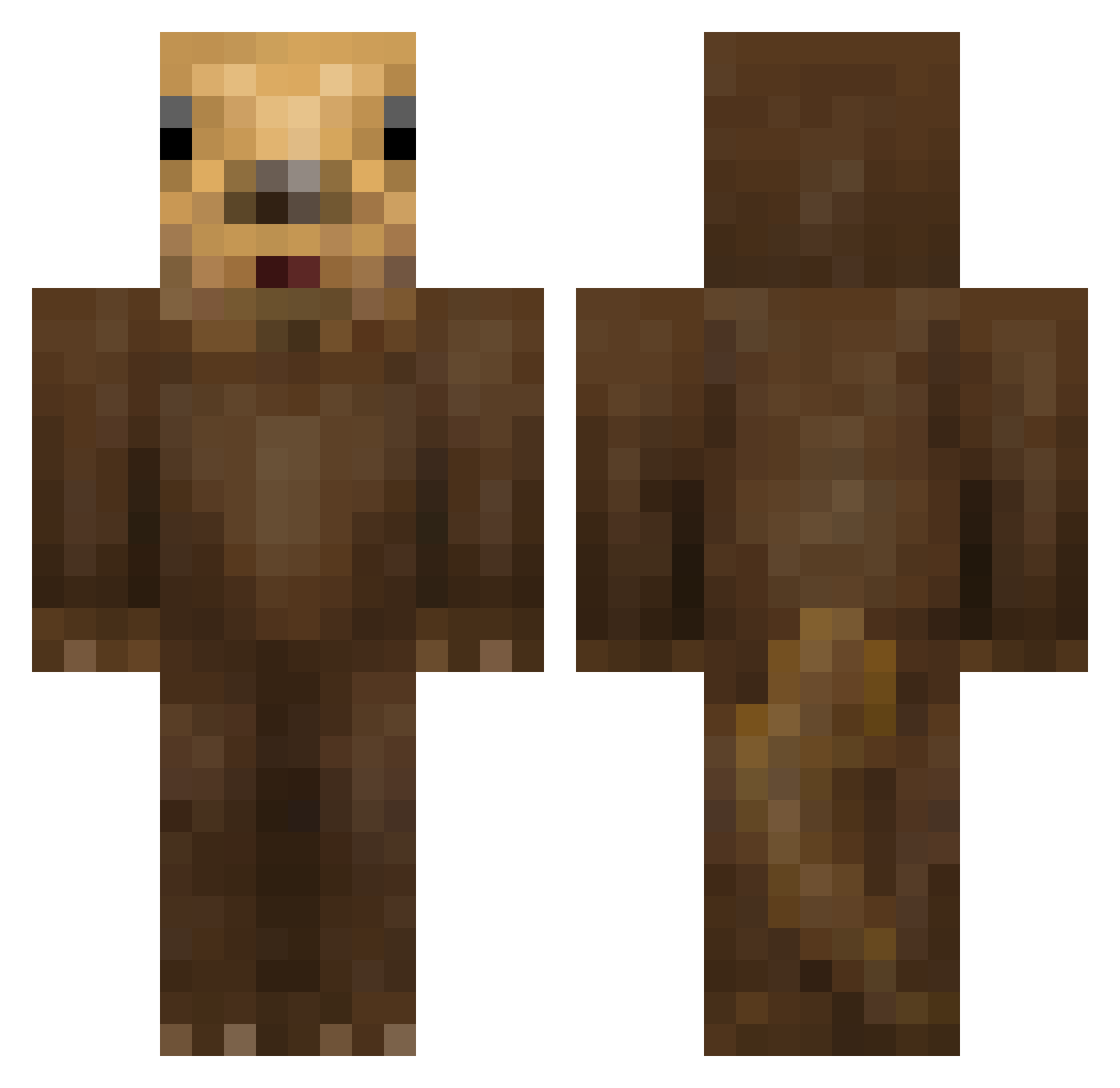 Mallymoos Minecraft skin, front and back view