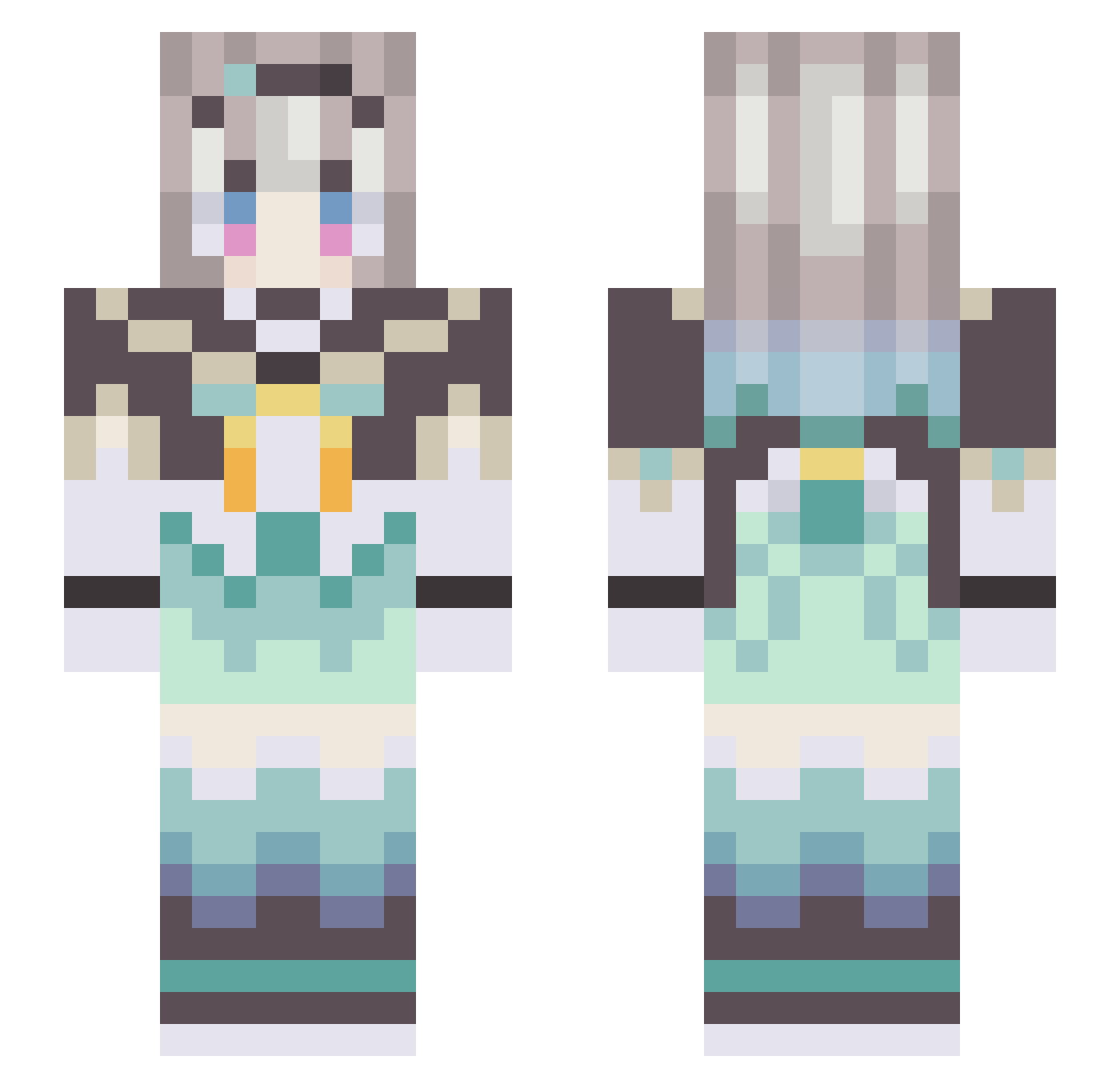 Resizeable Minecraft skin, front and back view