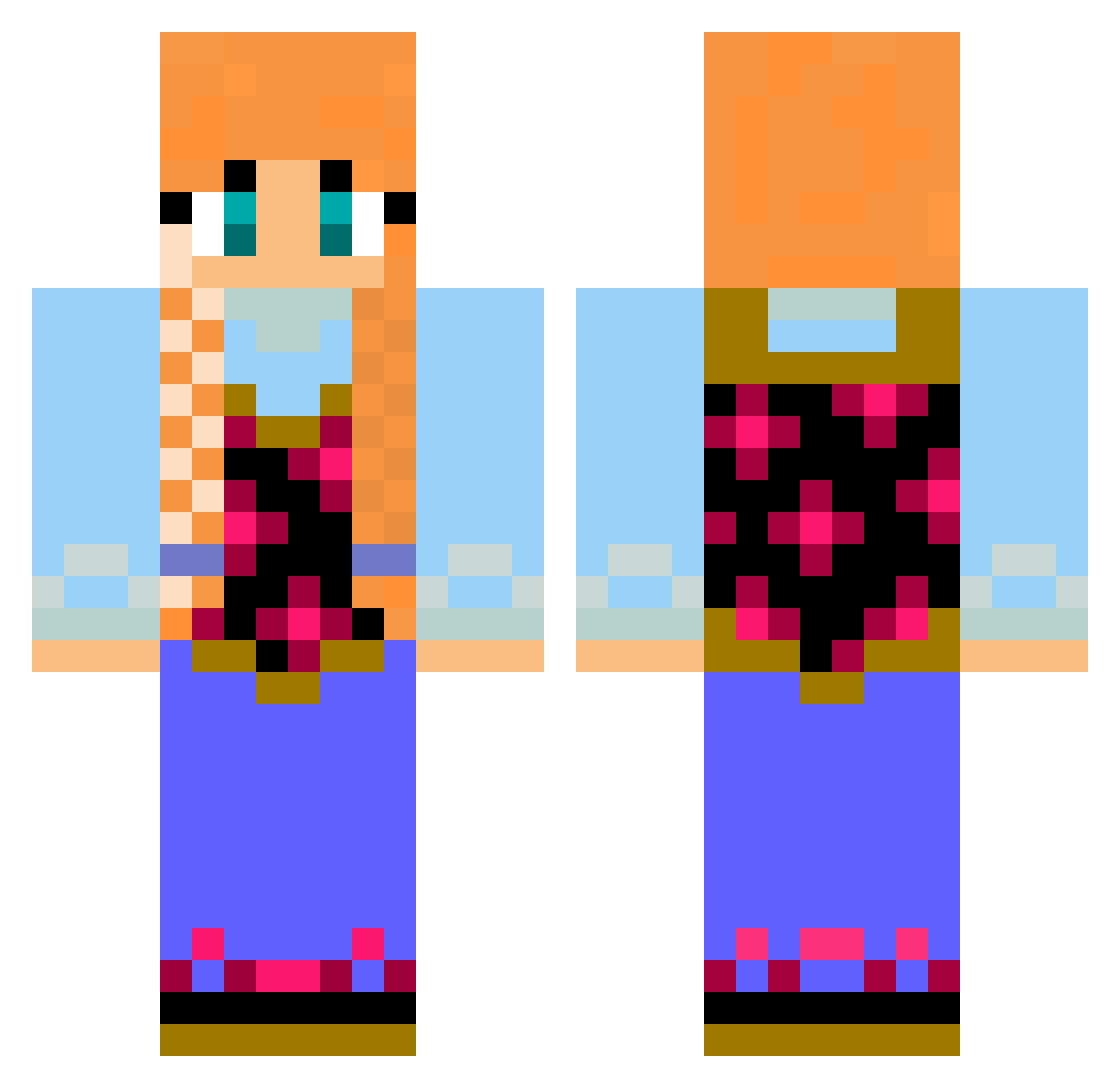 nanobVII Minecraft skin, front and back view