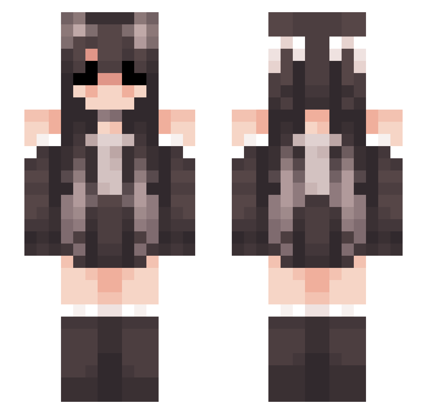 _BbyTori Minecraft skin, front and back view