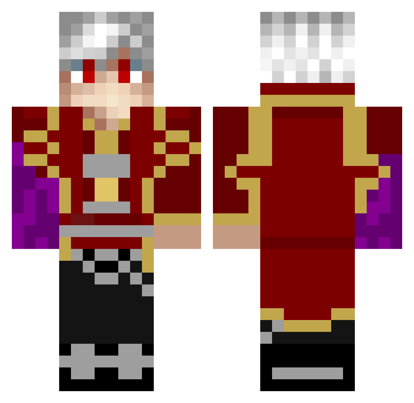 UnkTrap Minecraft skin, front and back view
