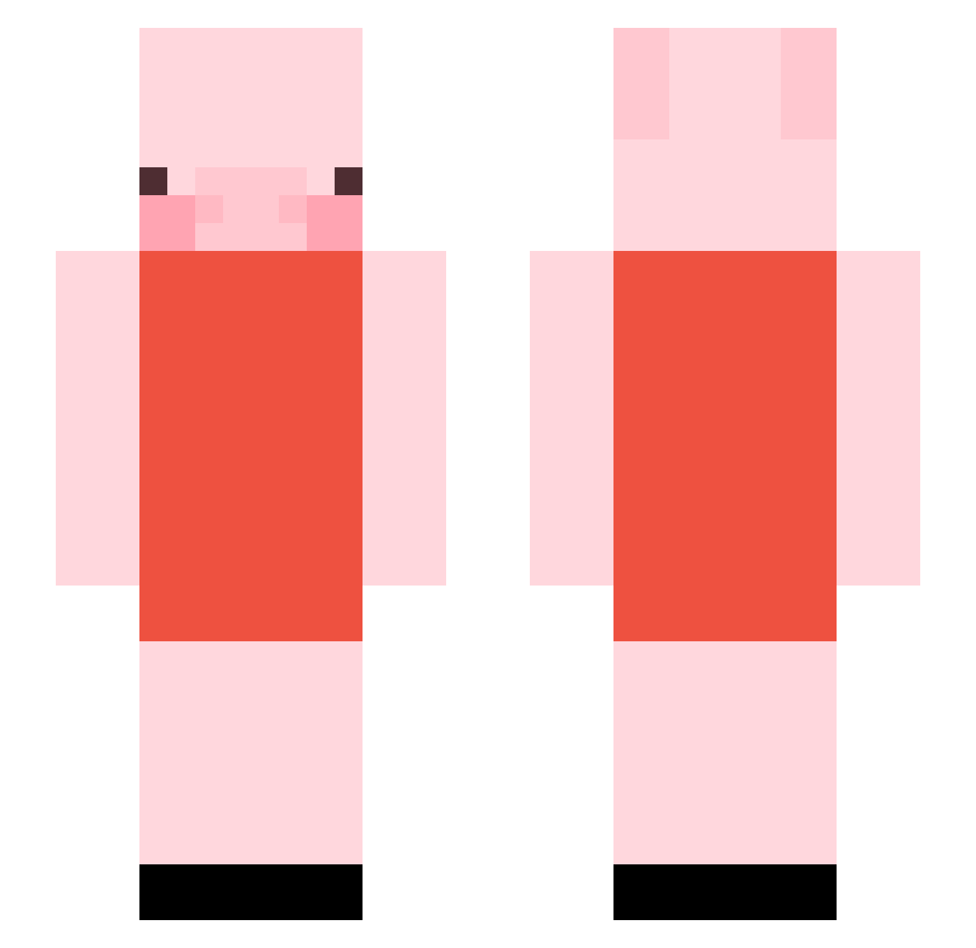 Jniom Minecraft skin, front and back view