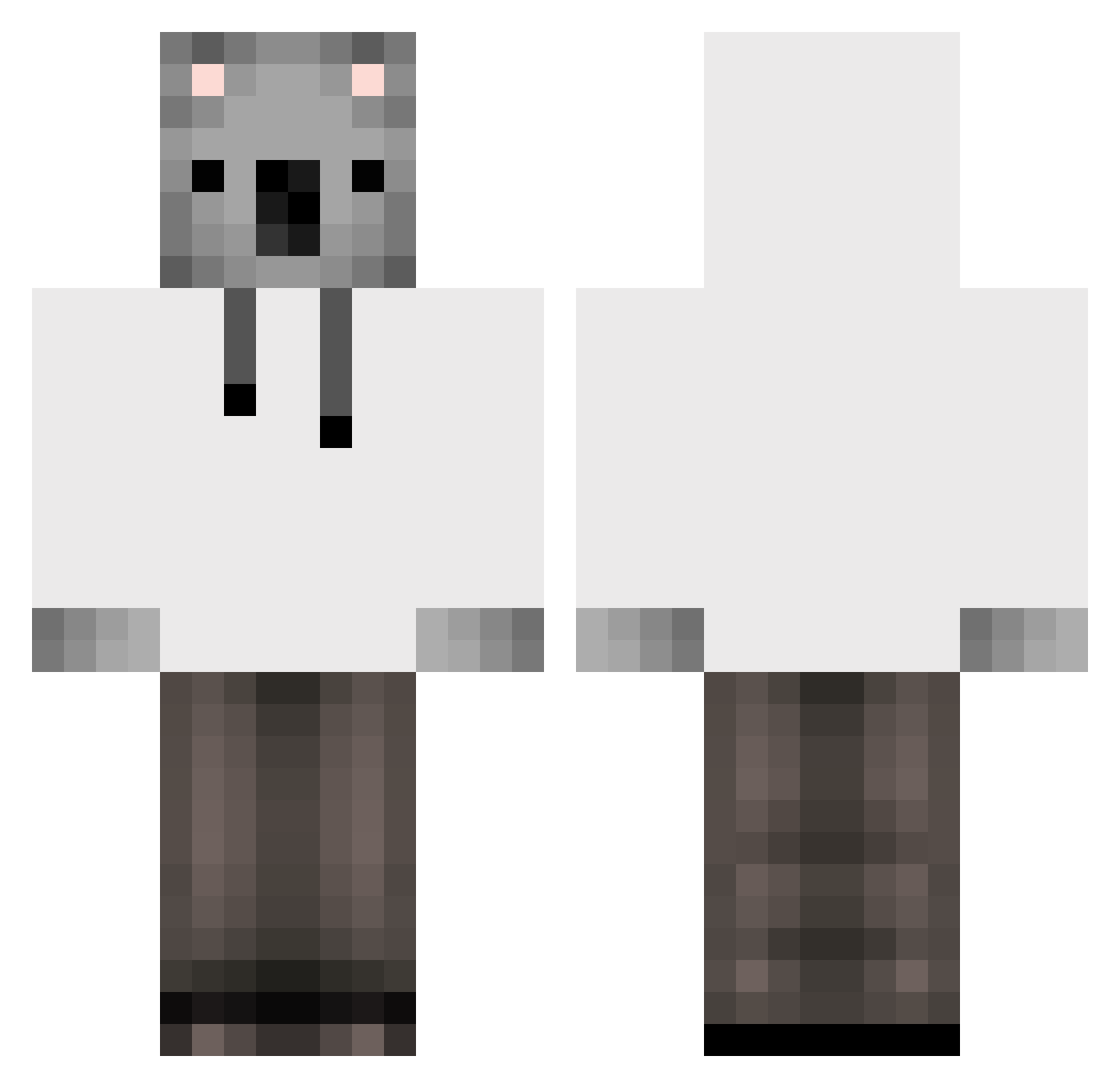Raffle Minecraft skin, front and back view