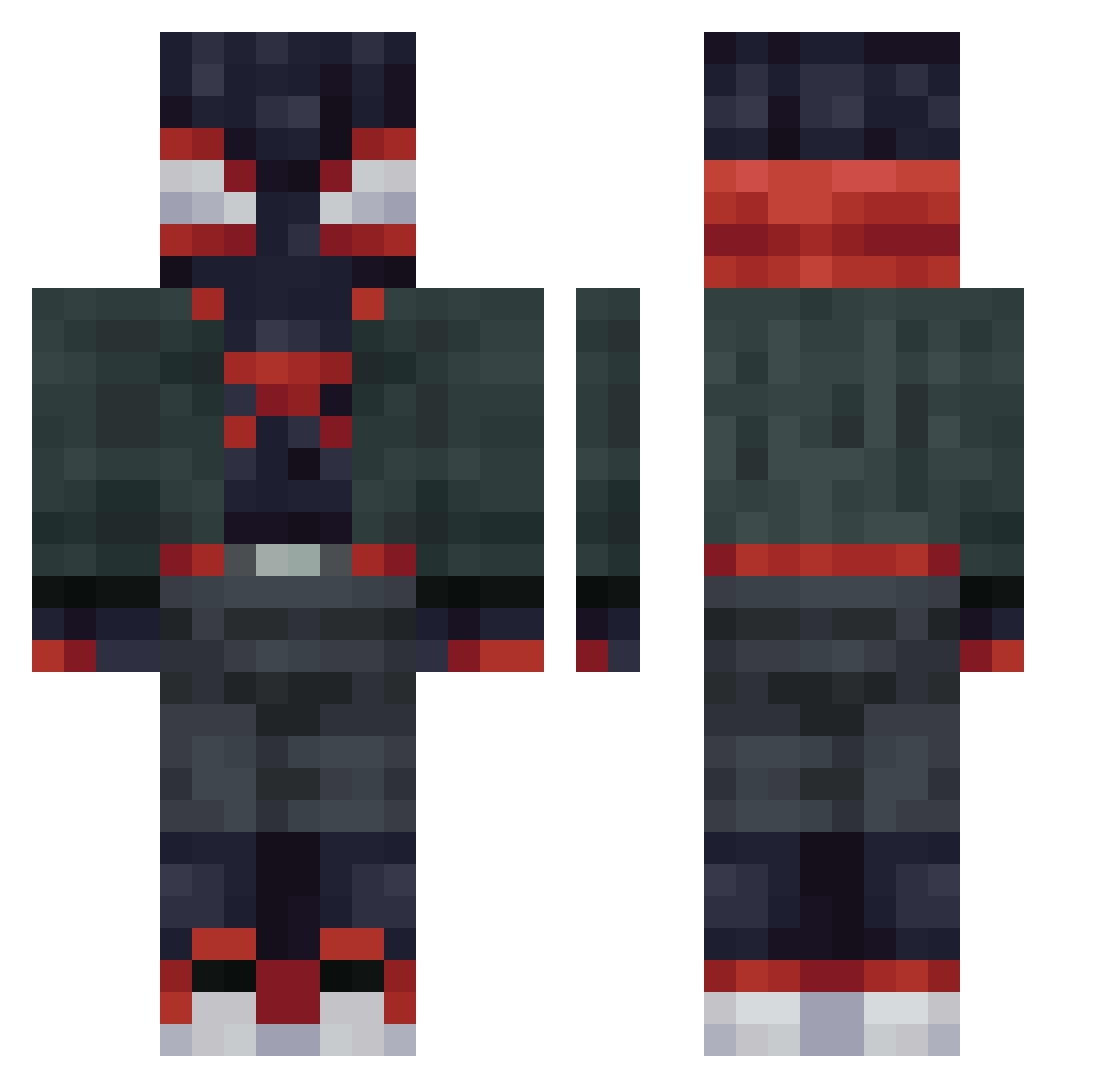 MrNightMN Minecraft skin, front and back view