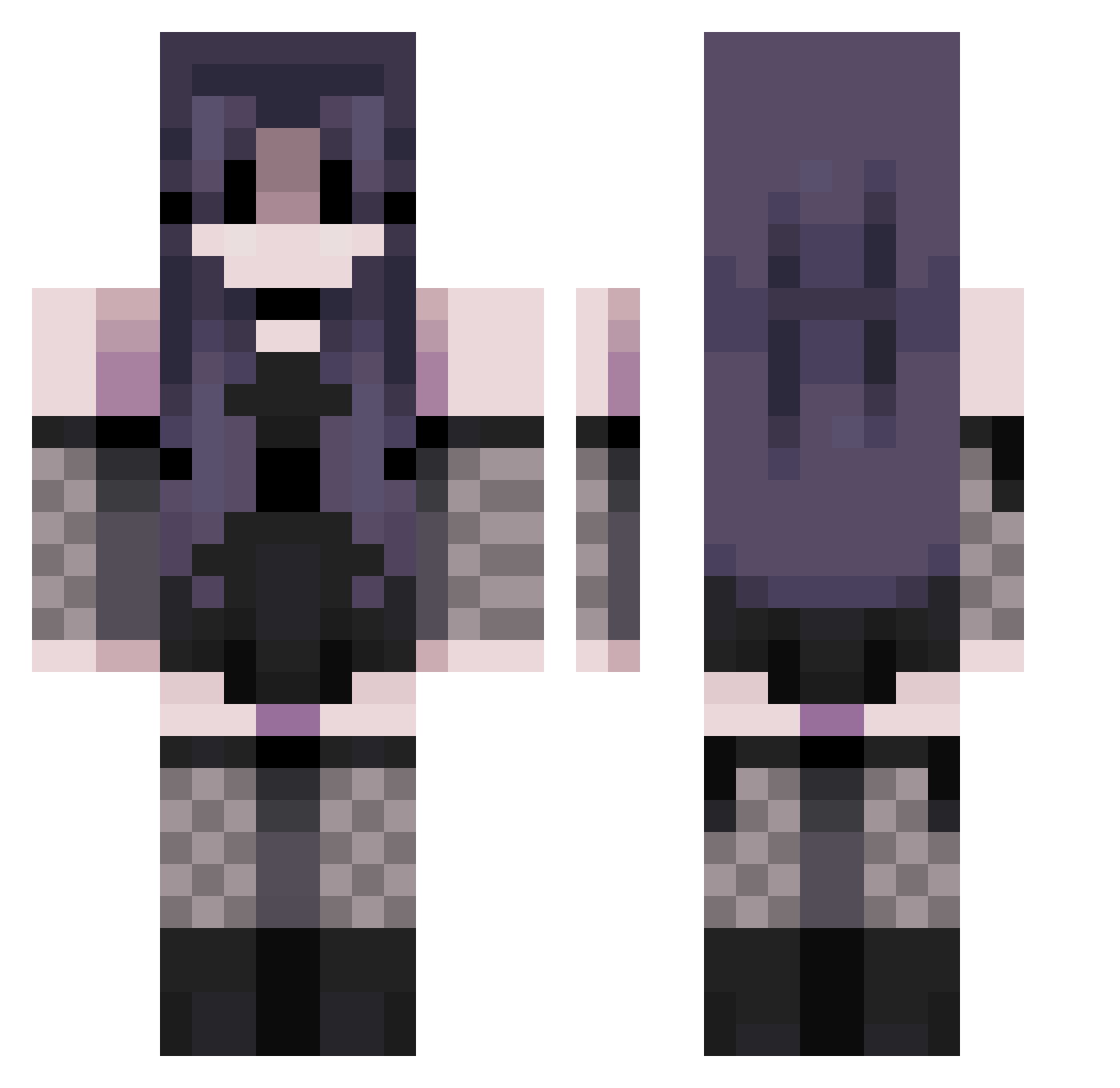 DailyEstrogen Minecraft skin, front and back view