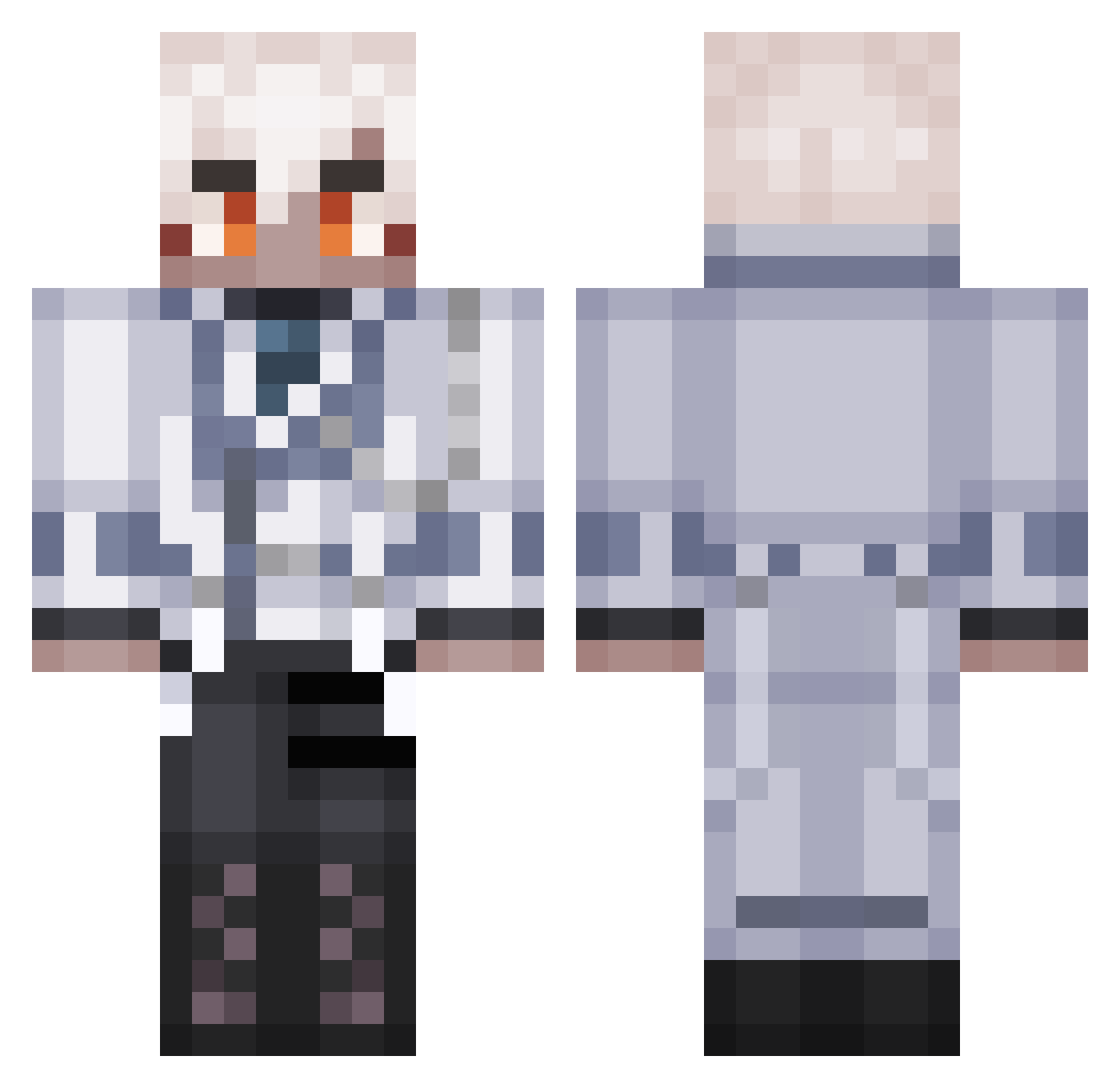 PU_ME Minecraft skin, front and back view