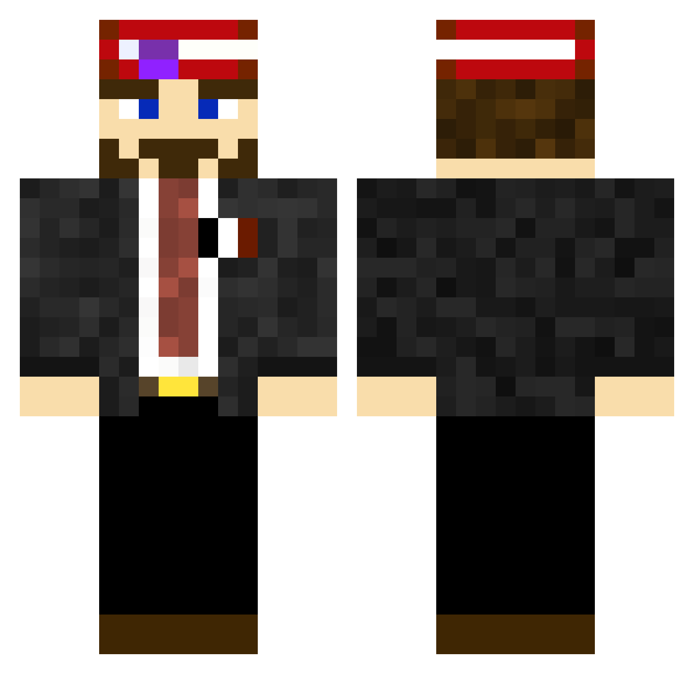 Twitchy Minecraft skin, front and back view