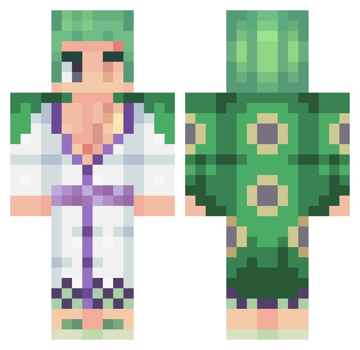 Zerkahh Minecraft skin, front and back view