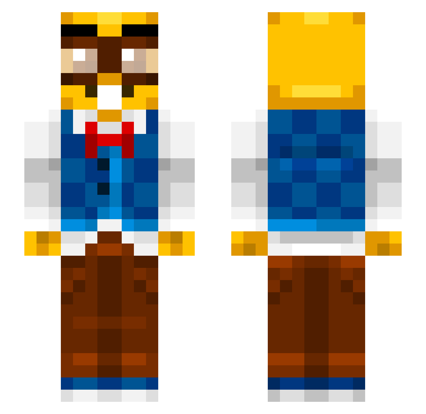 Nubied Minecraft skin, front and back view