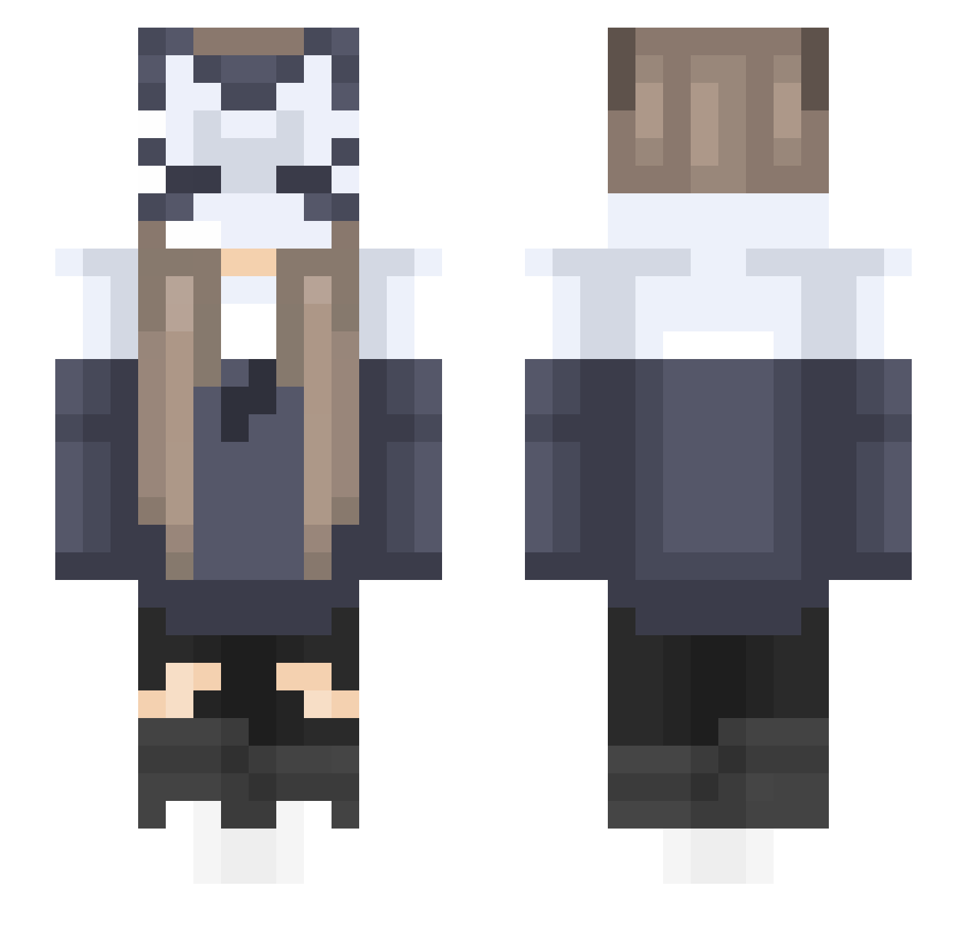 Morowan Minecraft skin, front and back view