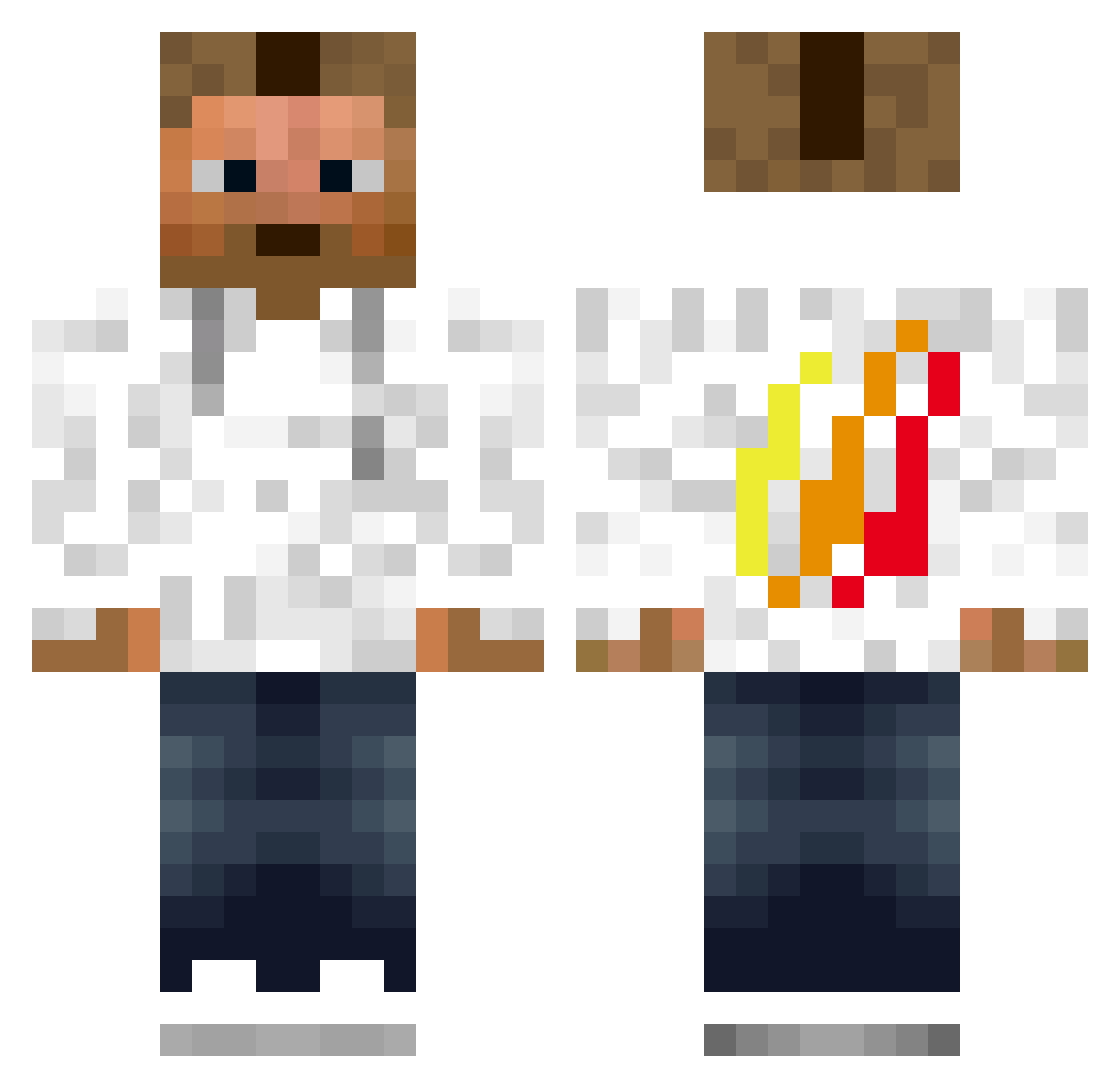 Onnrg Minecraft skin, front and back view