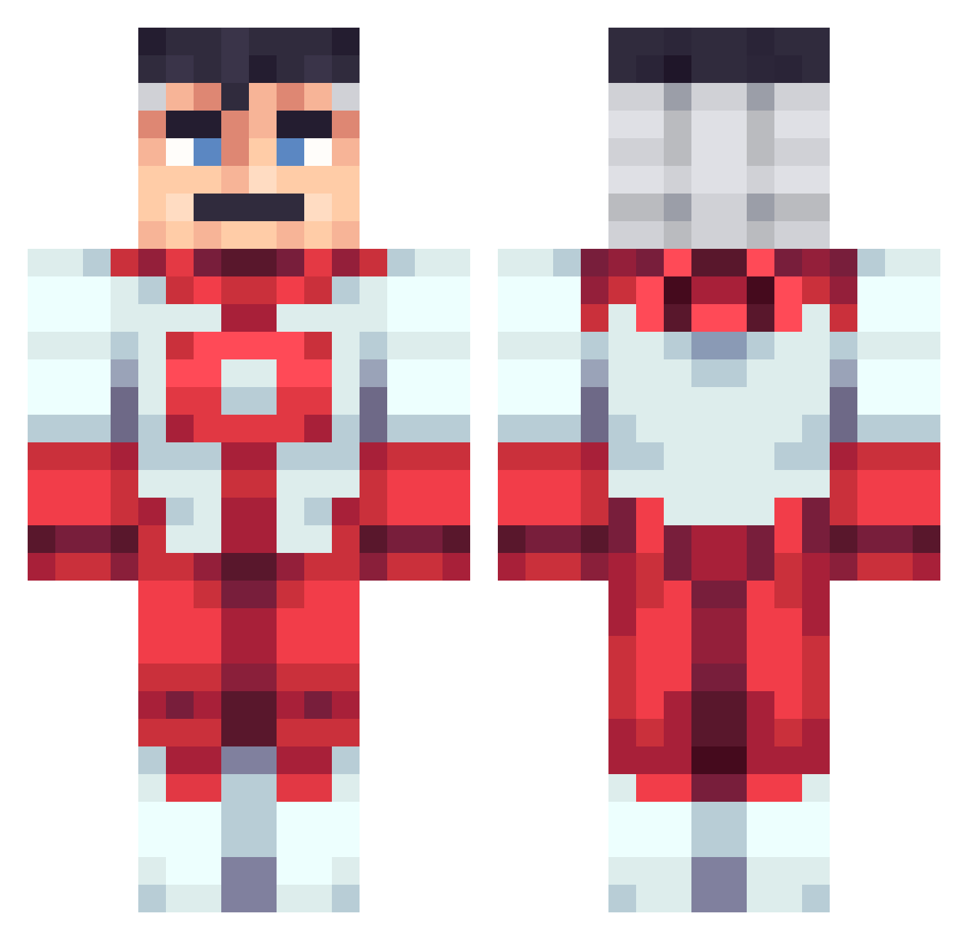 TrueFake Minecraft skin, front and back view