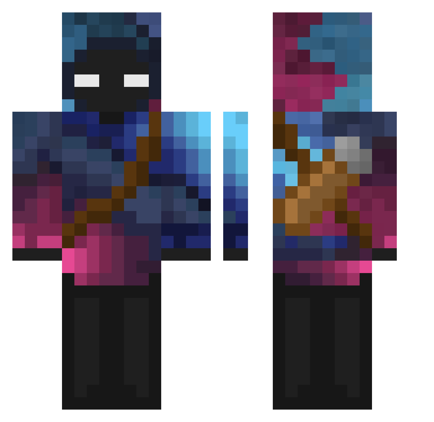 TazloQ Minecraft skin, front and back view