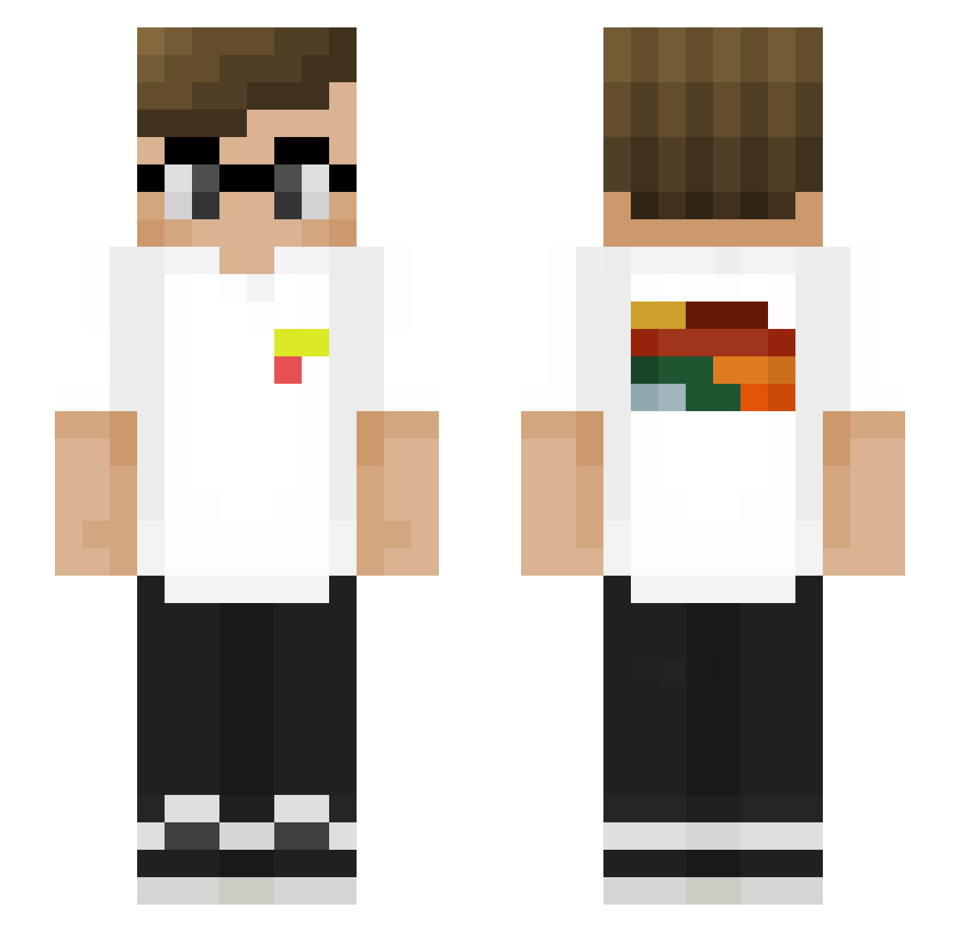 Feisbuks Minecraft skin, front and back view