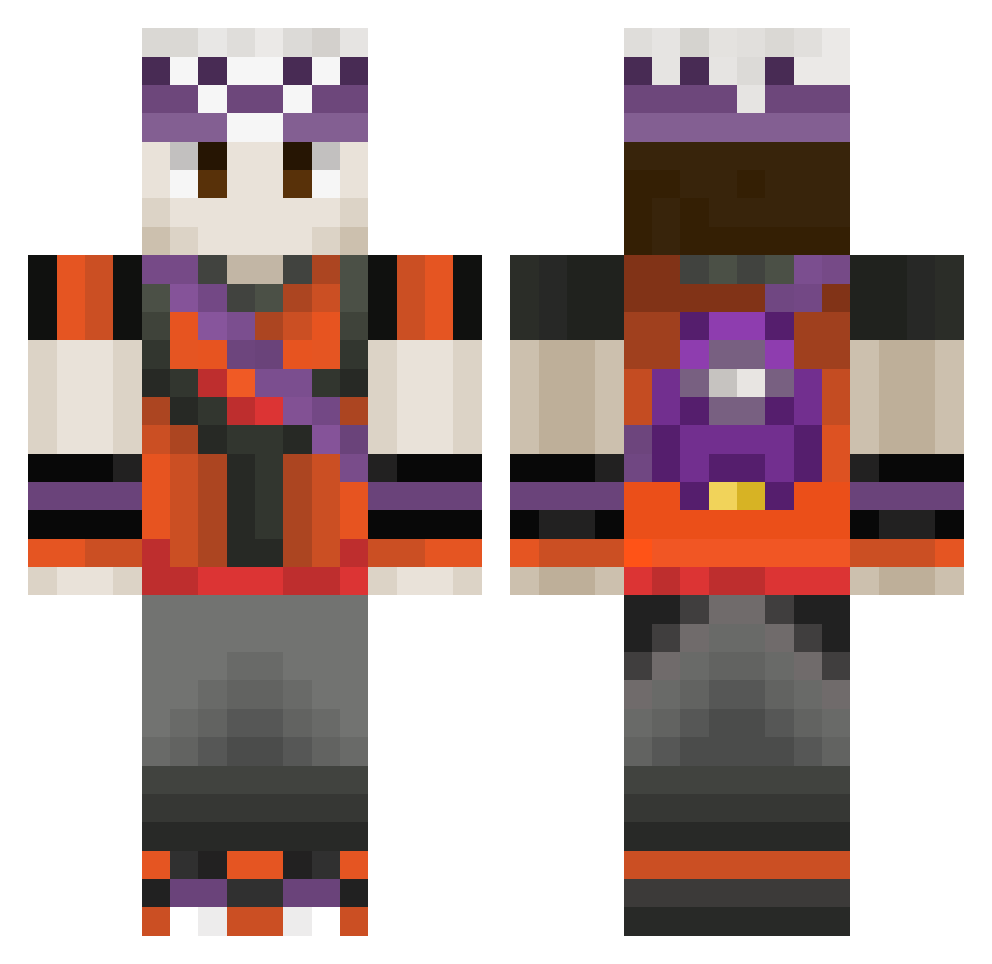 TehoSan Minecraft skin, front and back view