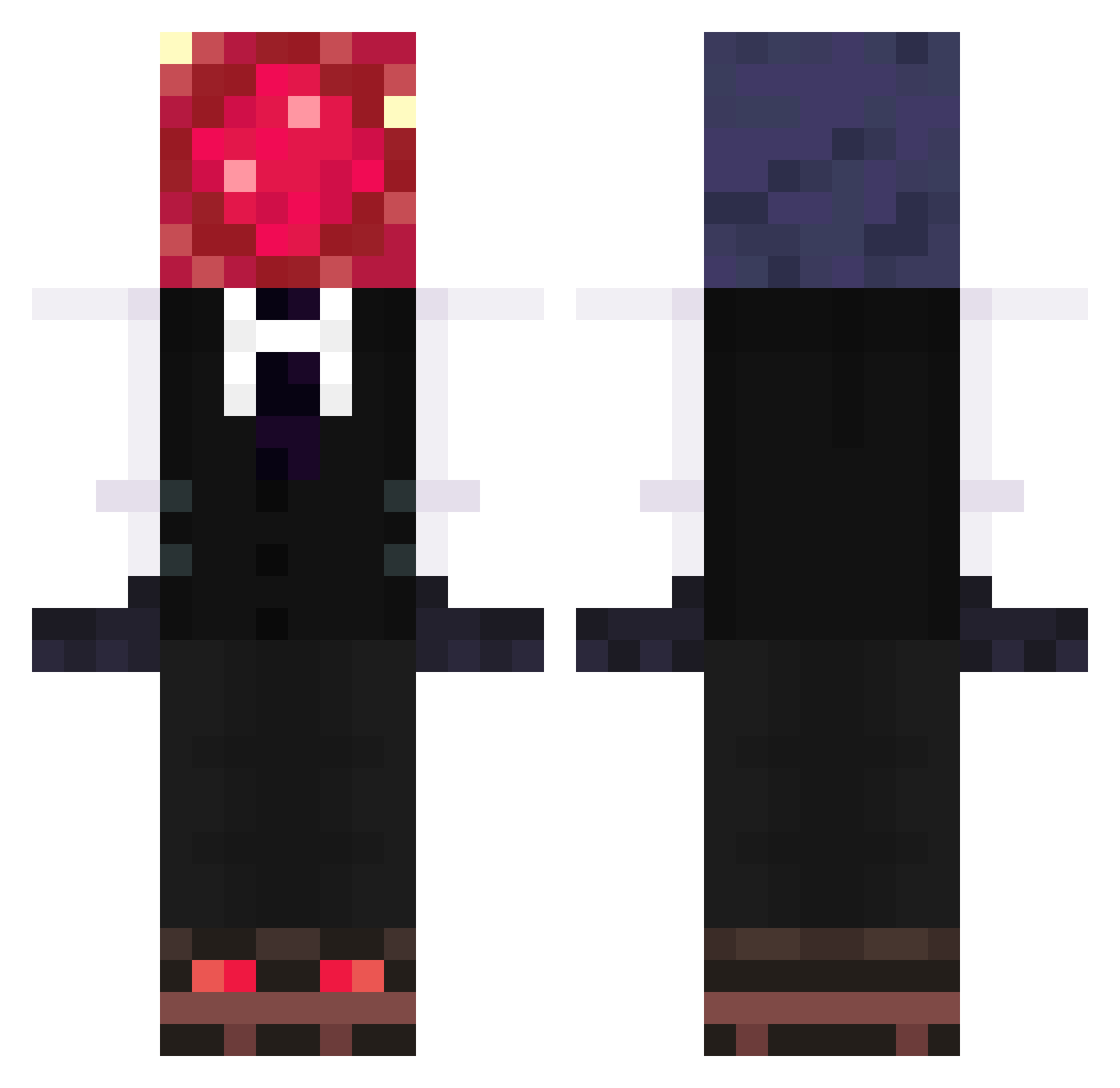 Zaills Minecraft skin, front and back view