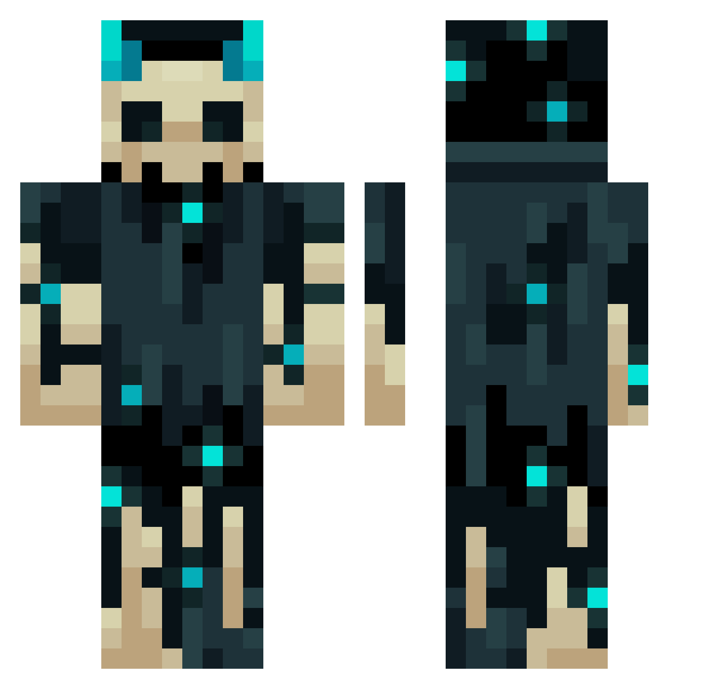 JLeft Minecraft skin, front and back view