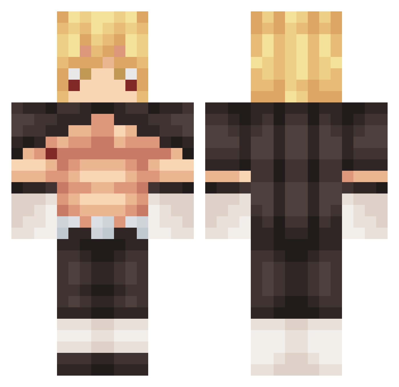V3CANT Minecraft skin, front and back view