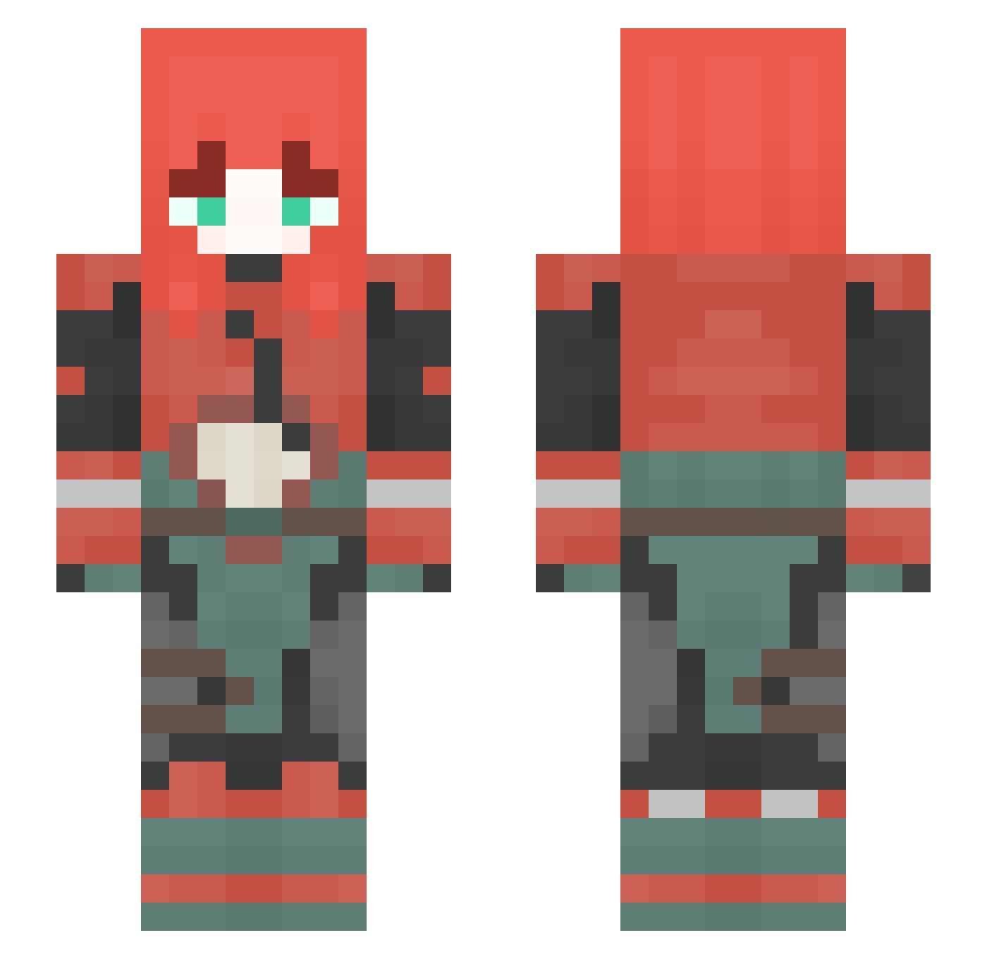 Techemax Minecraft skin, front and back view