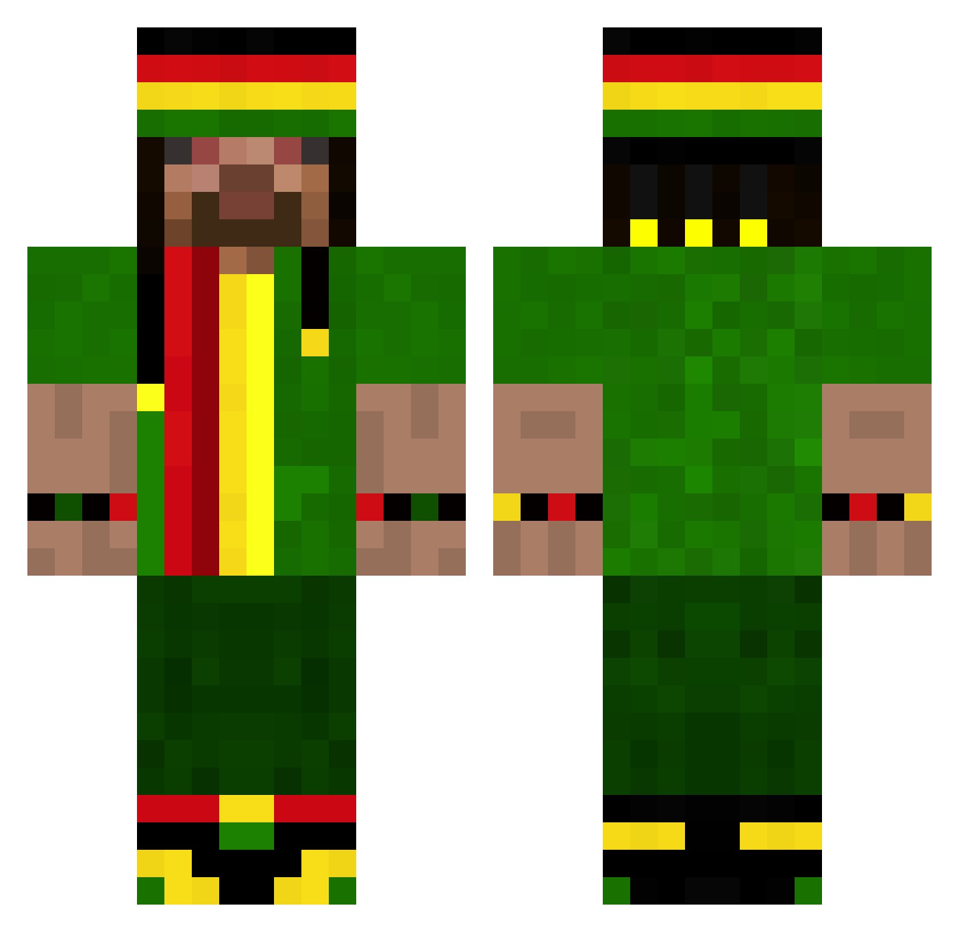 AliasDeNeus Minecraft skin, front and back view