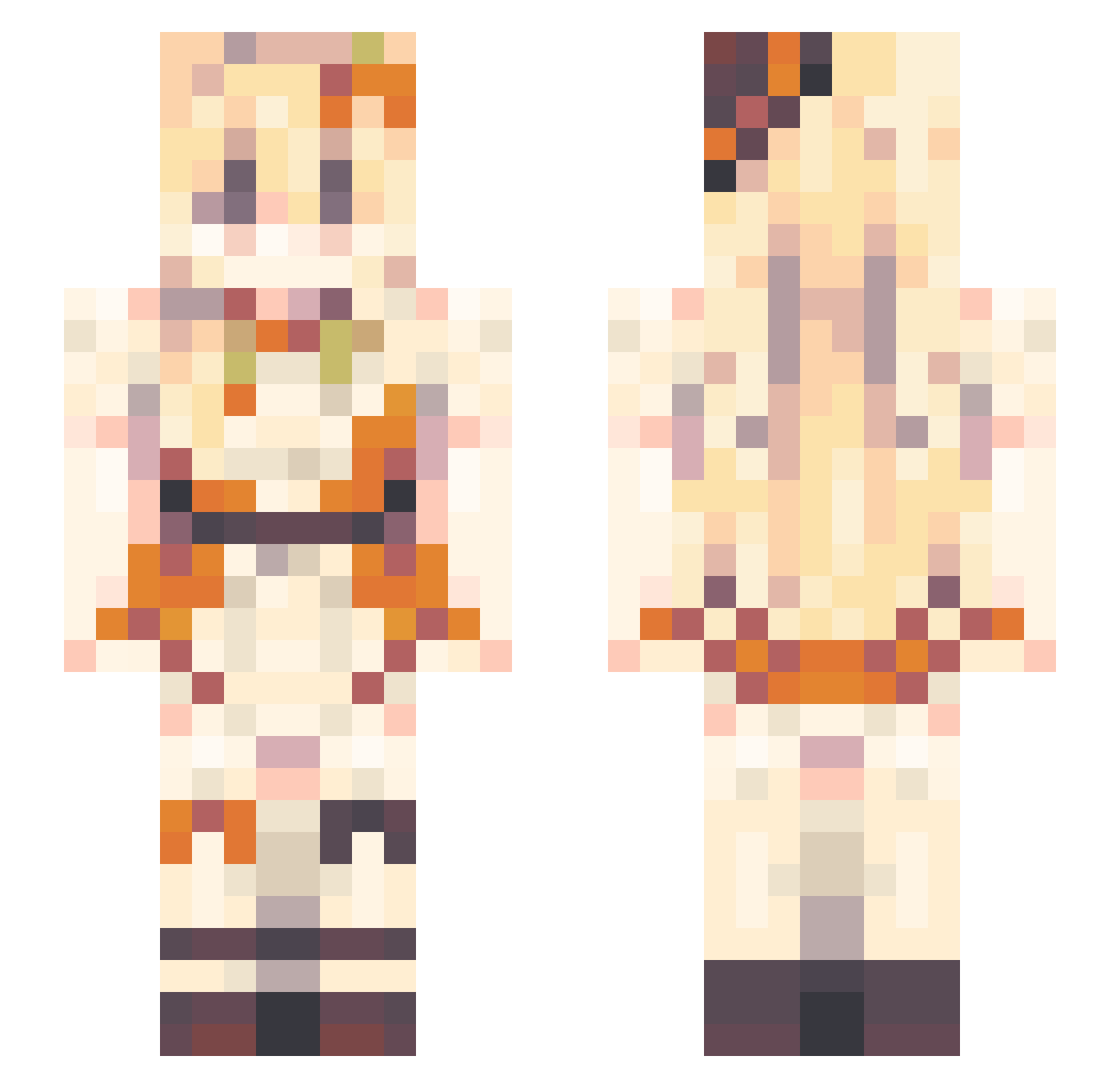AstridLu Minecraft skin, front and back view