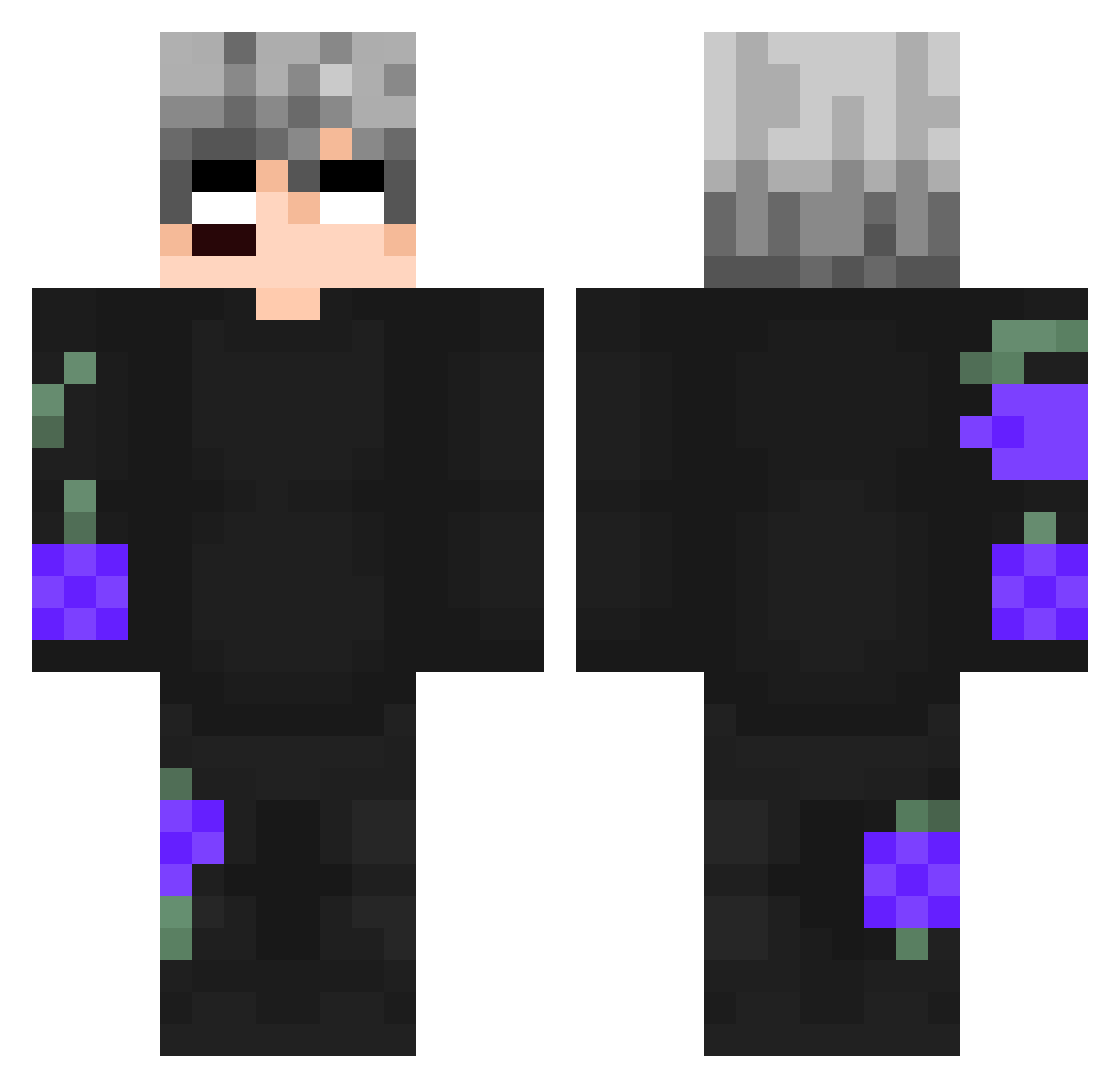 w0k Minecraft skin, front and back view