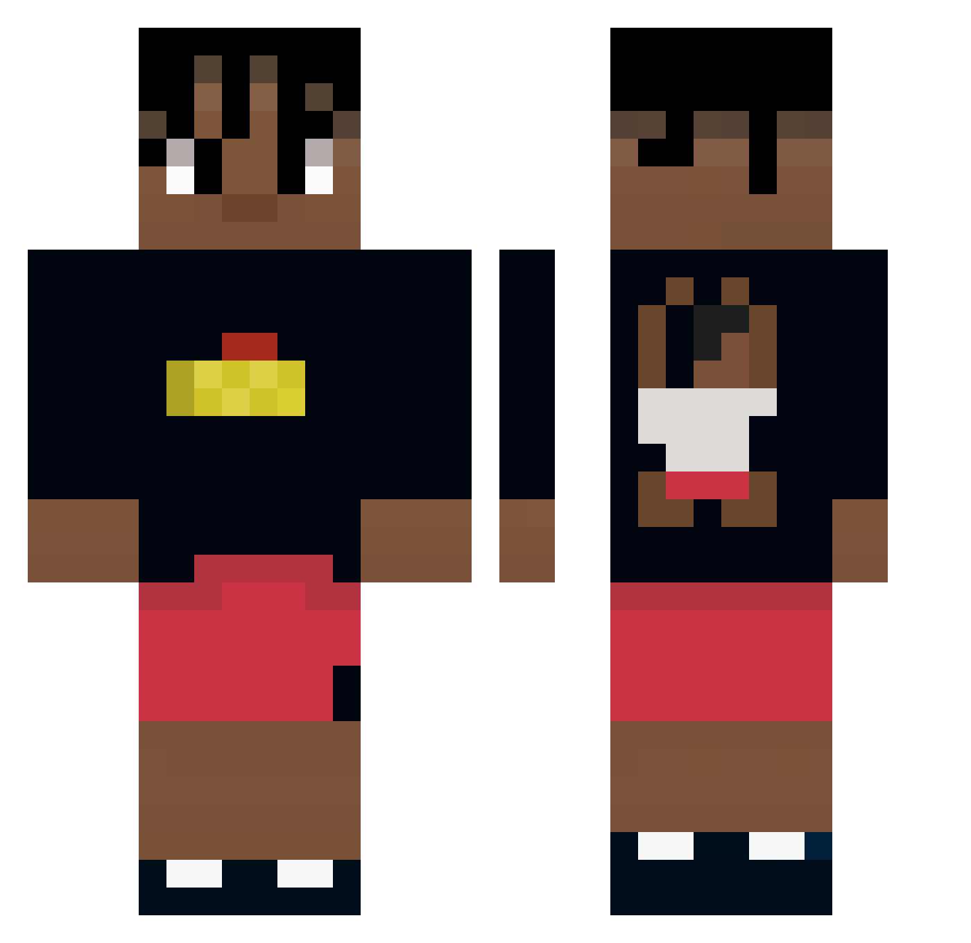MrJToTheM Minecraft skin, front and back view